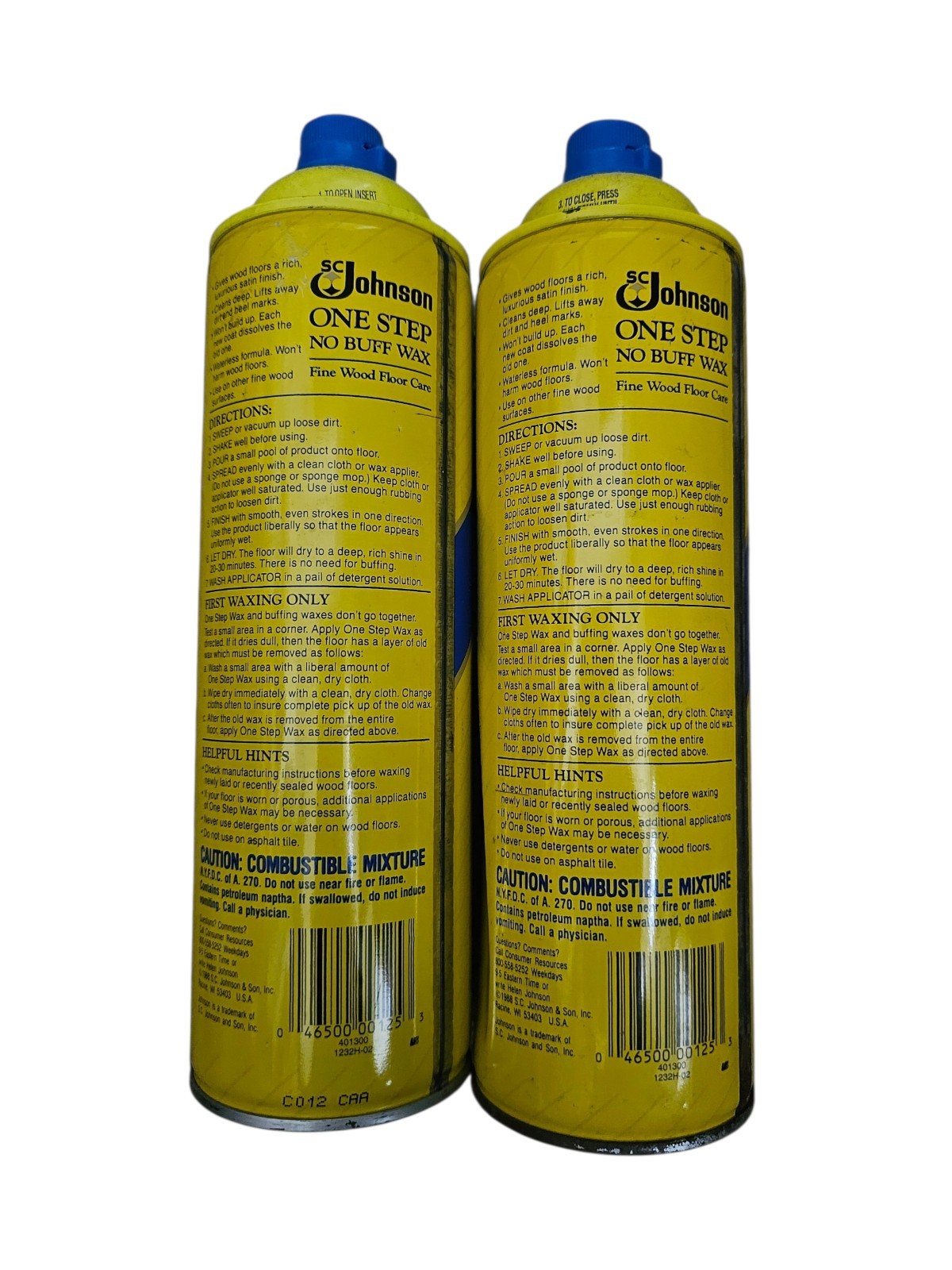 SC Johnson One Step No Buff Wax Fine Wood Floor Care 22 FlOz Lot X 2 Read