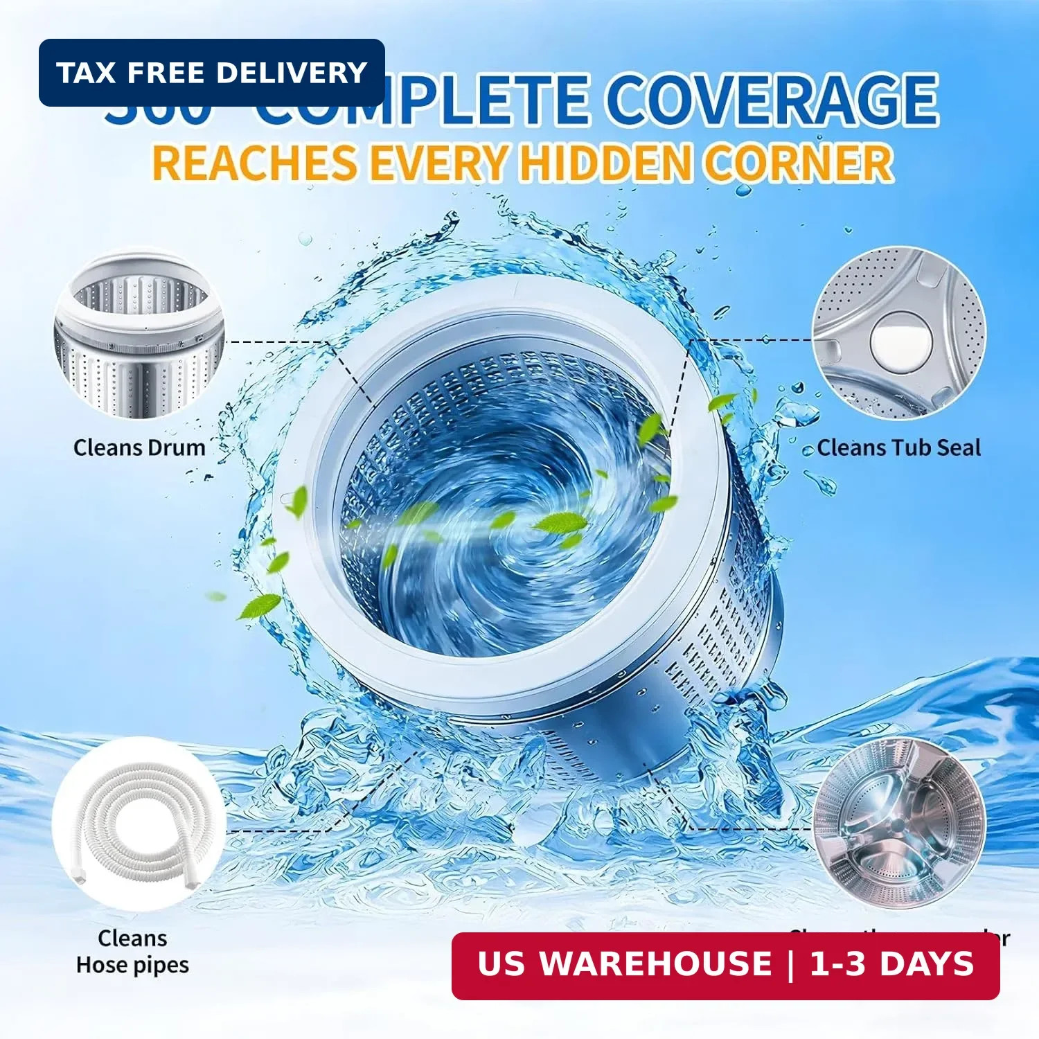 Washing Machine Cleaner Tablets-24 Packs,Deep Cleaning Tablets For HE Front Load
