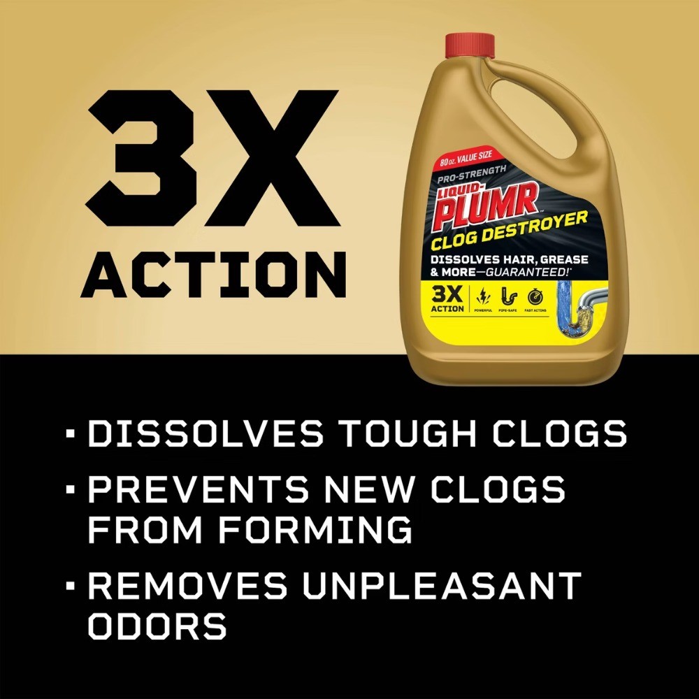 Liquid-Plumr Pro-Strength Full Clog Destroyer Pipe & Drain Cleaner Gel -80 fl oz