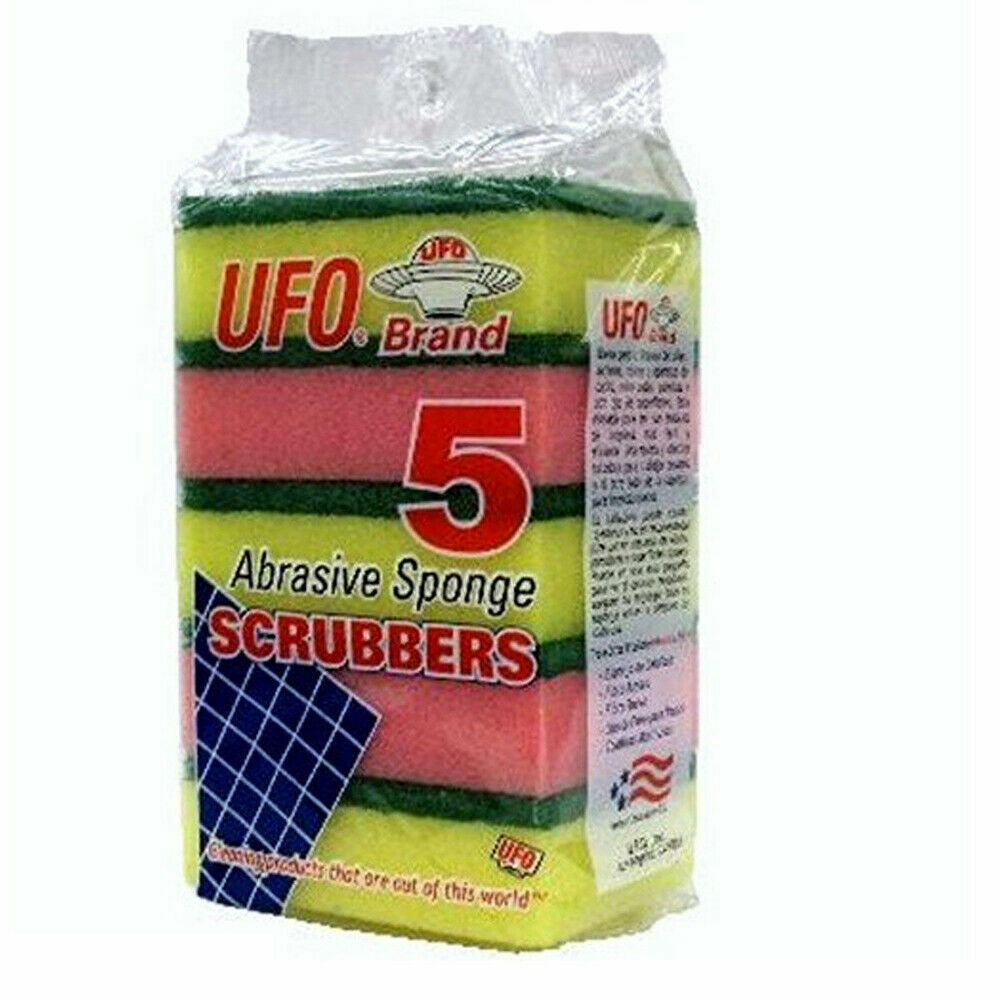 5 PCS UFO ABRASIVE SPONGE SCRUBBERS SCRUB SCOURER Wash Clean Dish 2 Sides NGL-05