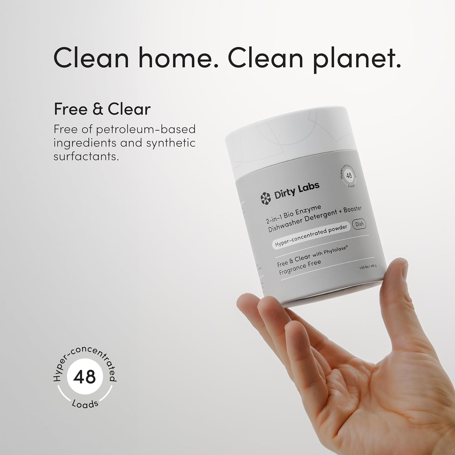 Dirty Labs 2-in-1 Bio Enzyme Dishwasher Detergent + Booster Free & Clear