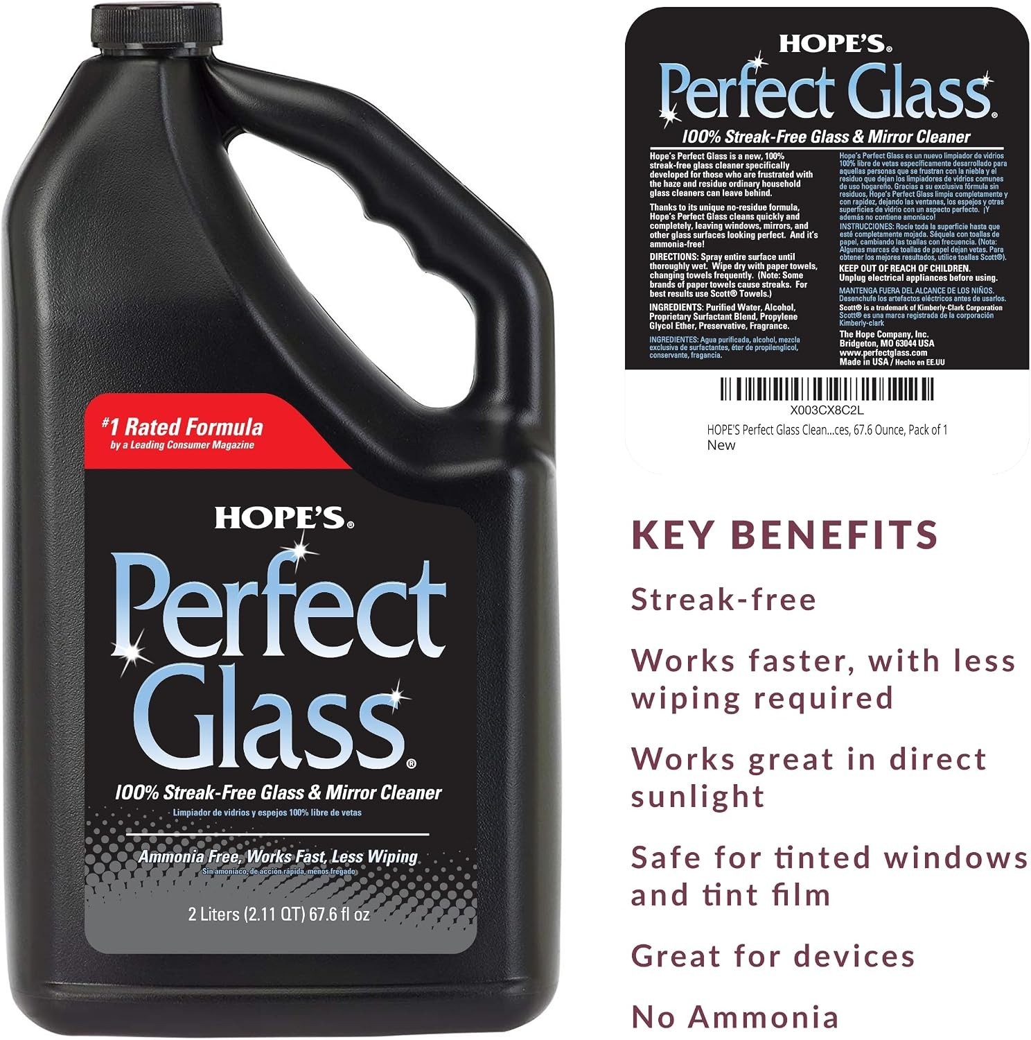 Perfect Glass Cleaner Spray Refill, Streak-Free, Ammonia-Free Window, Mirror,…