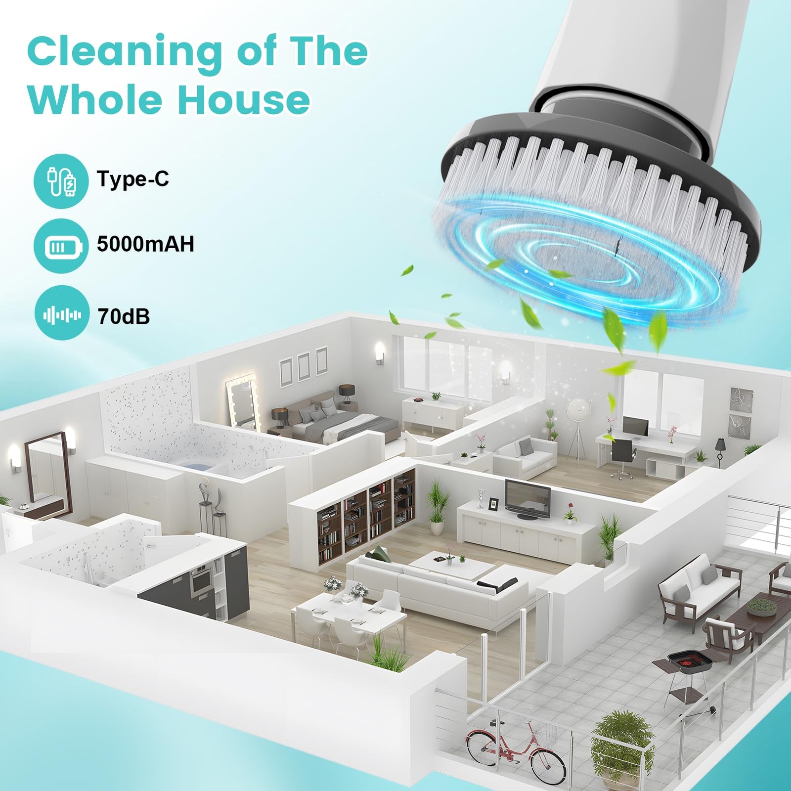 Electric Spin Scrubber, New Cordless Power Tub Scrubber with Long Handle,101 …