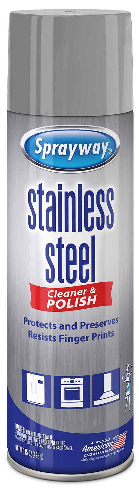 Sprayway Stainless Steel Cleaner 15 Ounces Water Based Streak Free Formula