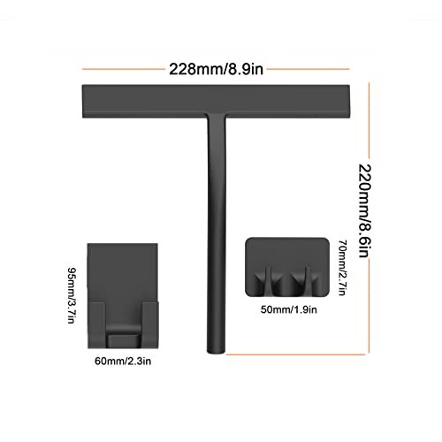Squeegee Matte Black 9 Inch Streak Free Cleaning Shower Squeegee For Glass Doors