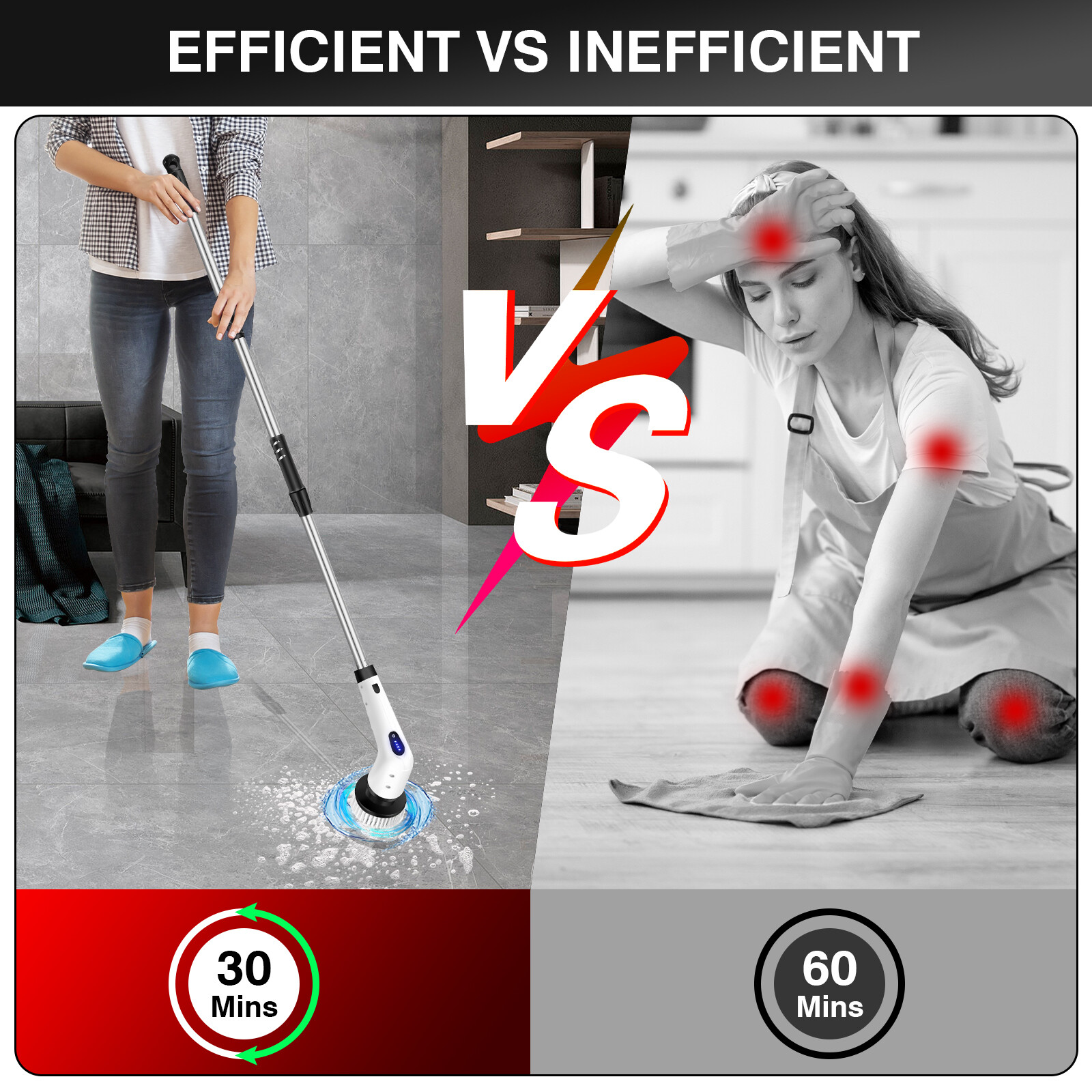 Electric Spin Scrubber Cordless Bath Tub Power Scrubber Floor Cleaning Brush