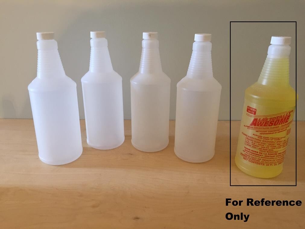 4 Pack 32oz Plastic Bottle w/ Cap Mist Nozzle Trigger Spray Empty Cleaning Water