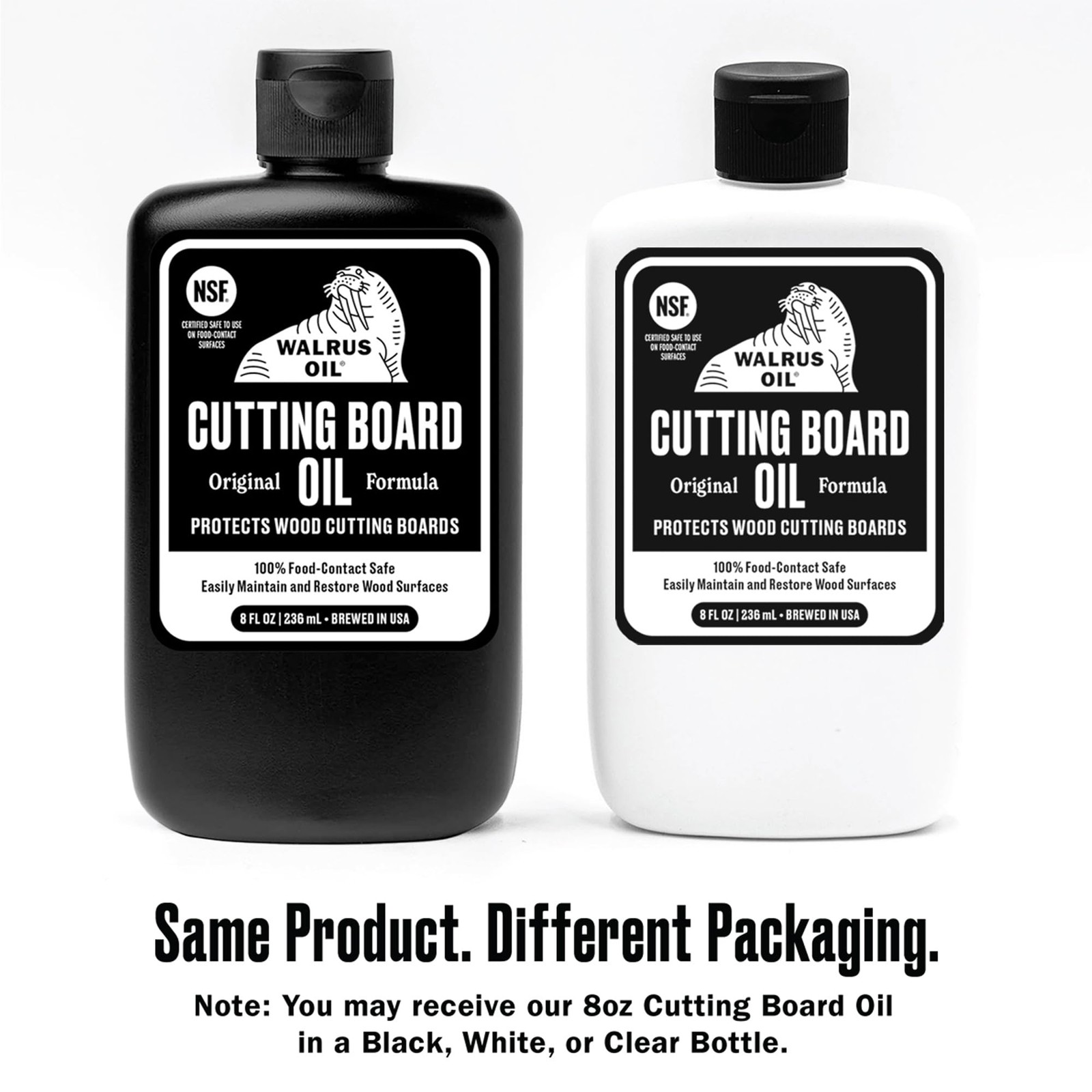 WALRUS OIL – Cutting Board Oil and Wood Butcher Block 8 oz (1/2 pint), Black