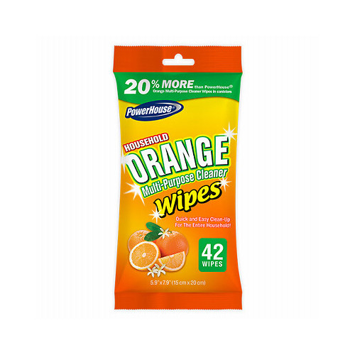 PowerHouse 94067-16 Orange Citrus Wipes, Multi-Purpose , 42-Ct. – Quantity 16