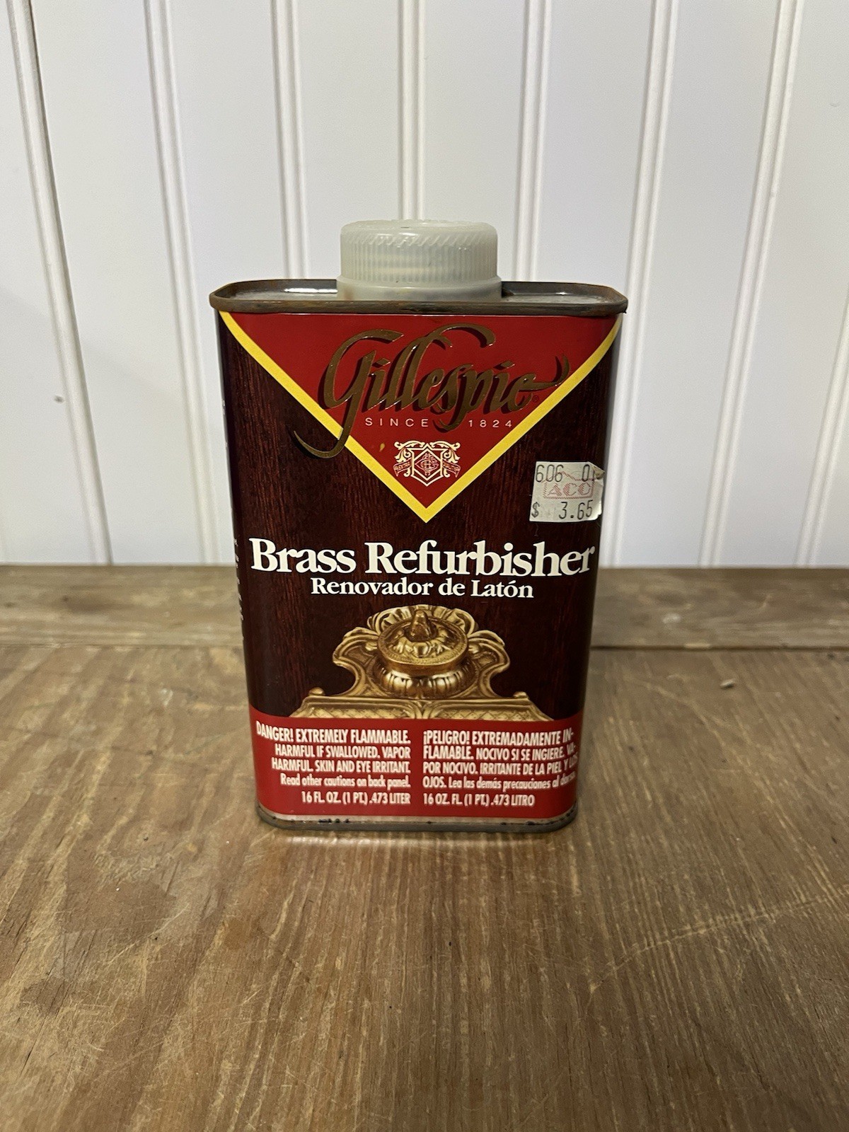 Vtg Gillespie Brass Restorer ’95 Tin Prop Full Usa BR86.1 Household Cleaner