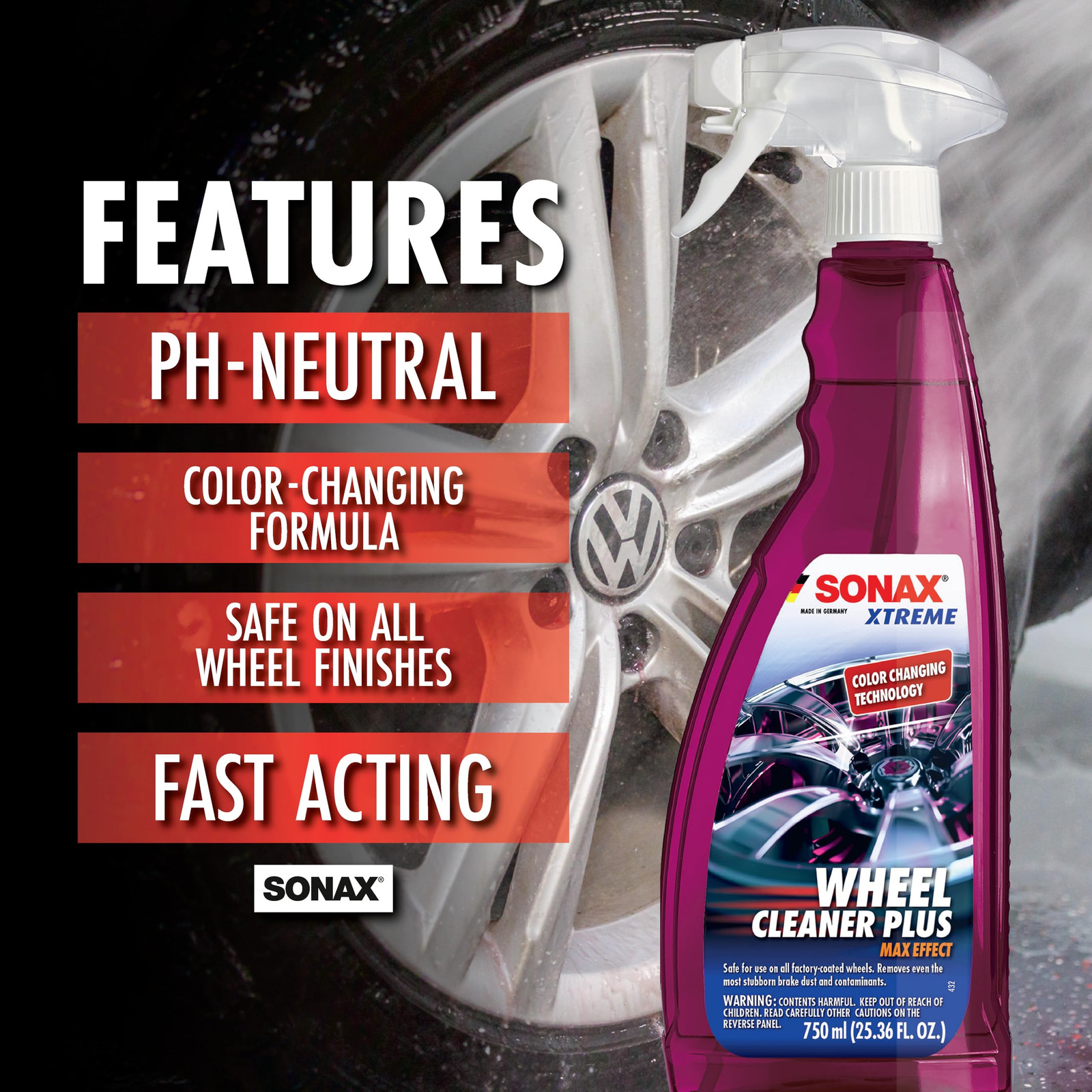 Sonax Wheel Cleaner Plus 169.1 fl oz Acid Free Powerful Formula for All Wheels