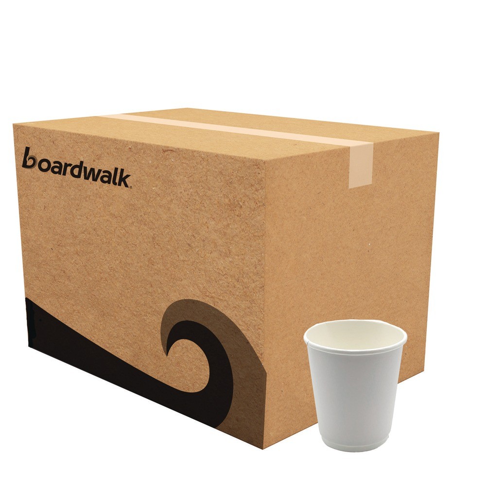 Boardwalk DW8HCUP 8 oz Double-Walled Paper Hot Cups – White (500/CT) New