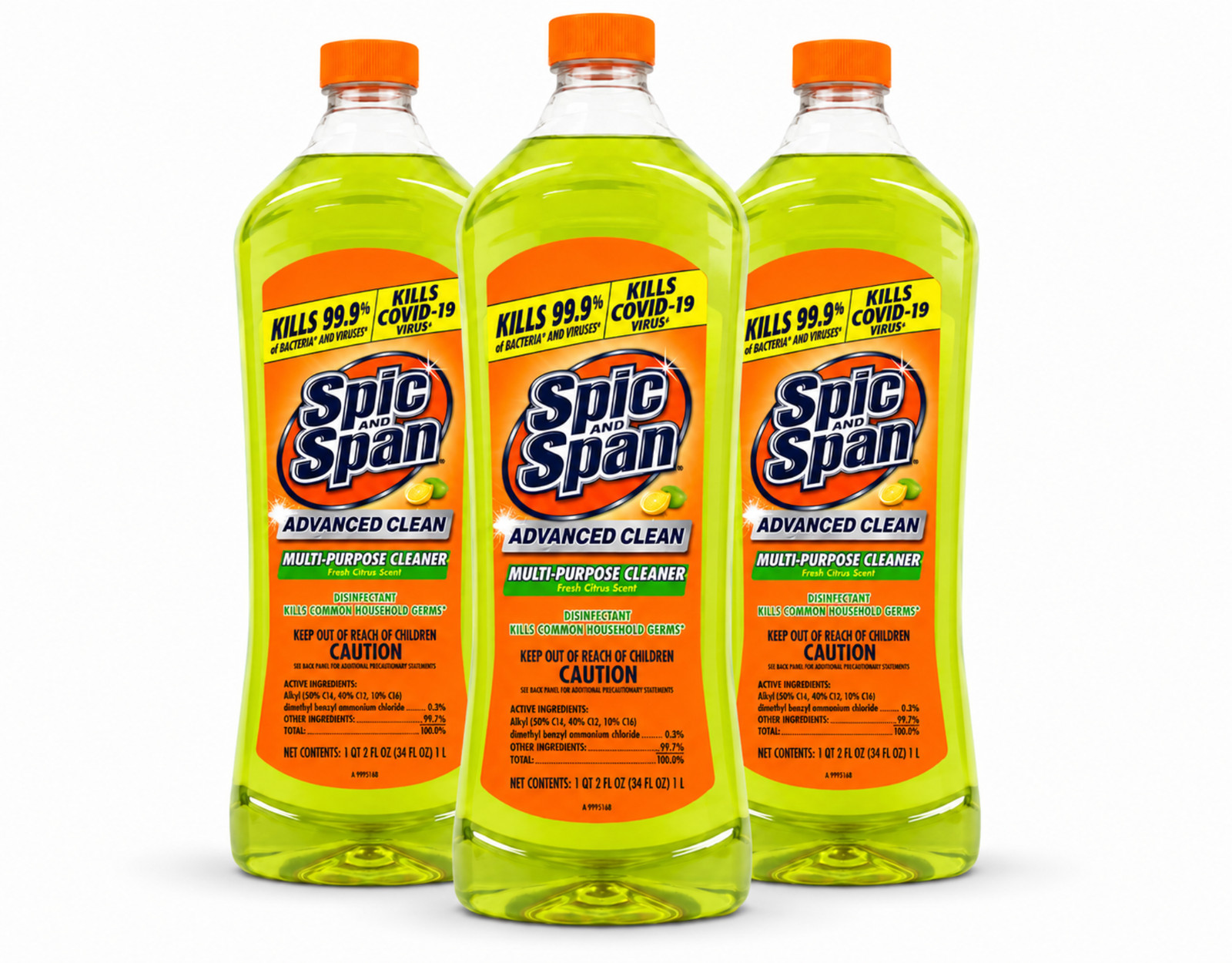 Spic and Span Citrus Multi-Surface Floor Cleaner 34 oz 3 Pack