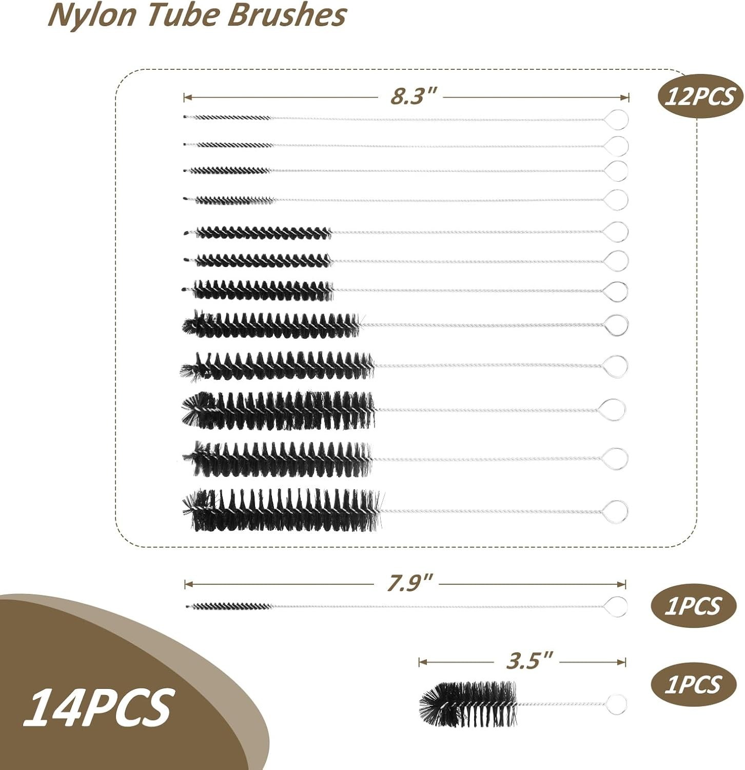 Straw Cleaner Brush, 14PCS 8.2 Inch Nylon Tube Brush Set, Bottle Cleaning Brushe