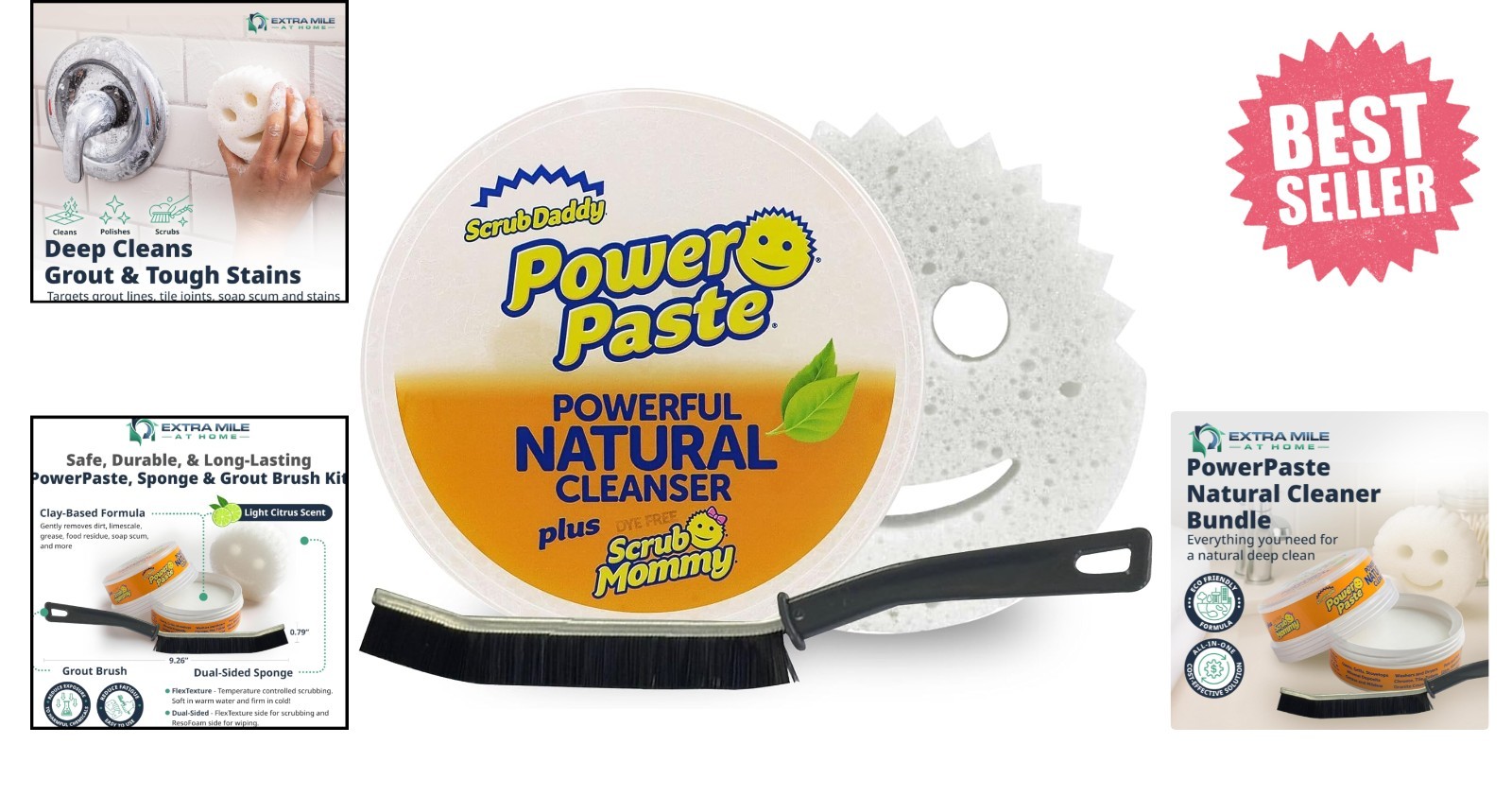 Lime-Scented Multi-Purpose Grout Cleaner with Sponge & Brush – 12.5oz Bundle
