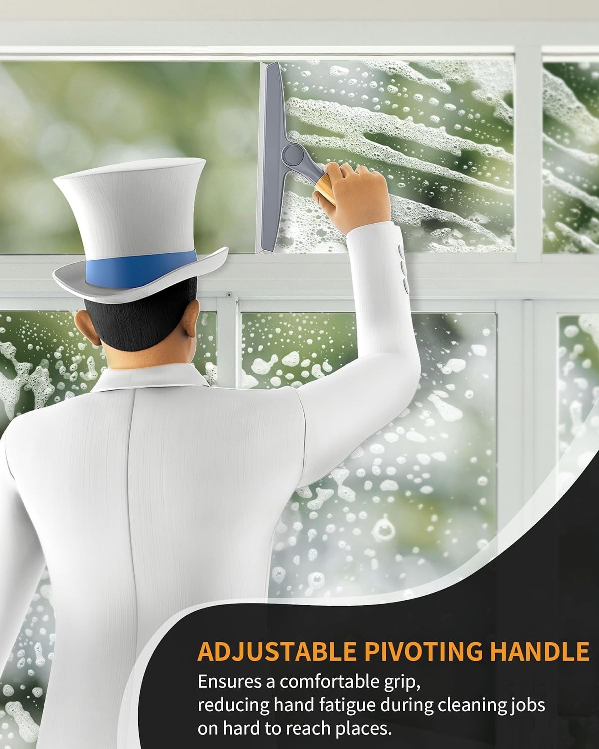Modern Shower Squeegee with Bamboo Handle – Streak-Free, Suction Hook Included