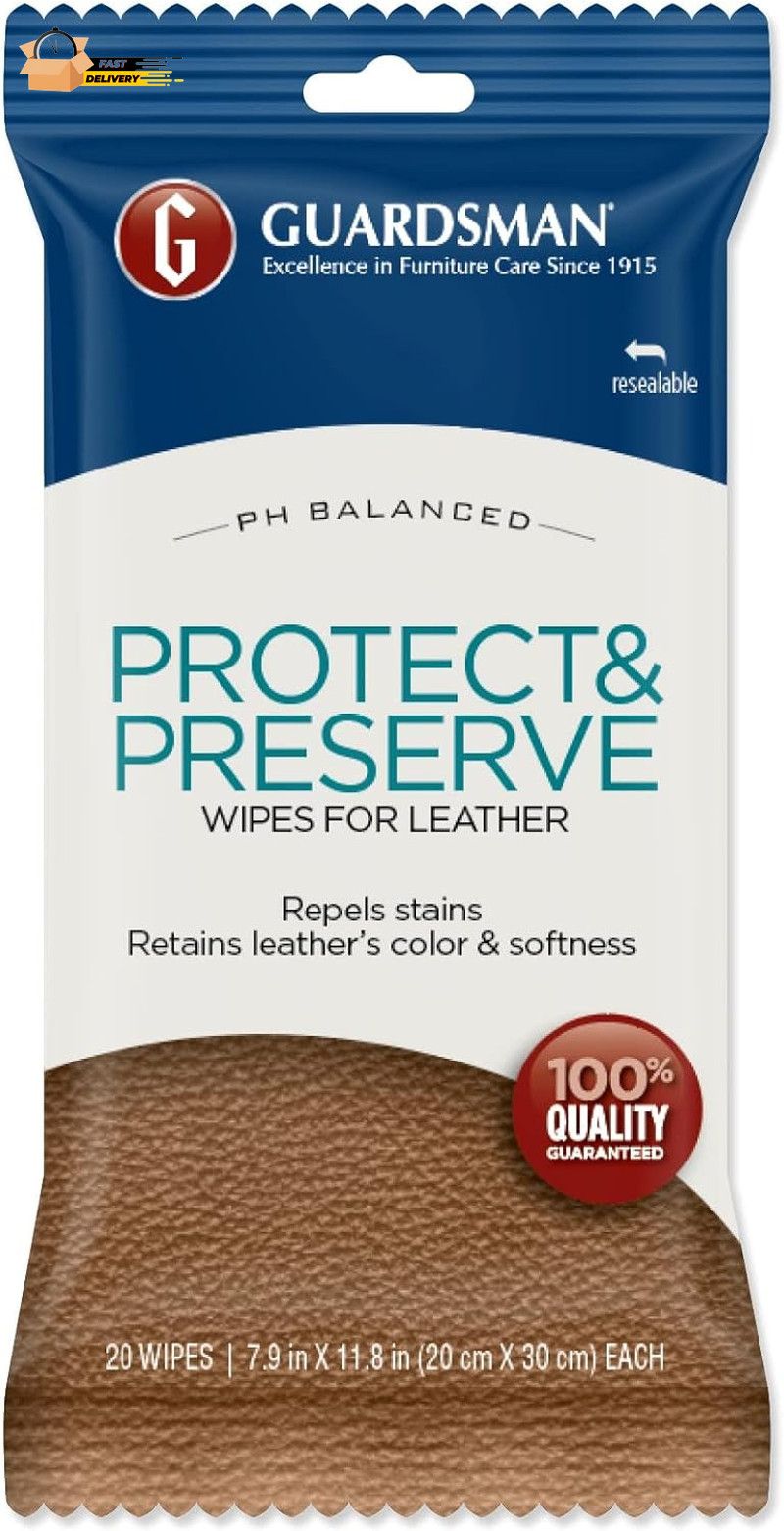Protect & Preserve Wipes for Leather Repels Stains, Retains Color And
