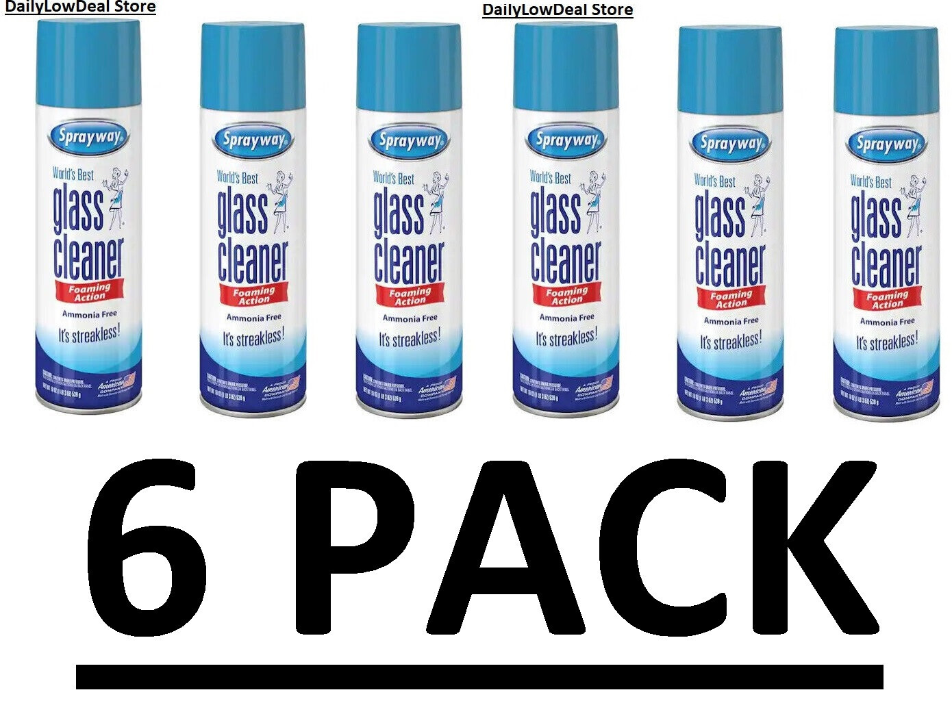 6 PACK Sprayway Glass Cleaner 23 oz Cans FAST Shipping CLEAN SHINE, FRESH SCENT