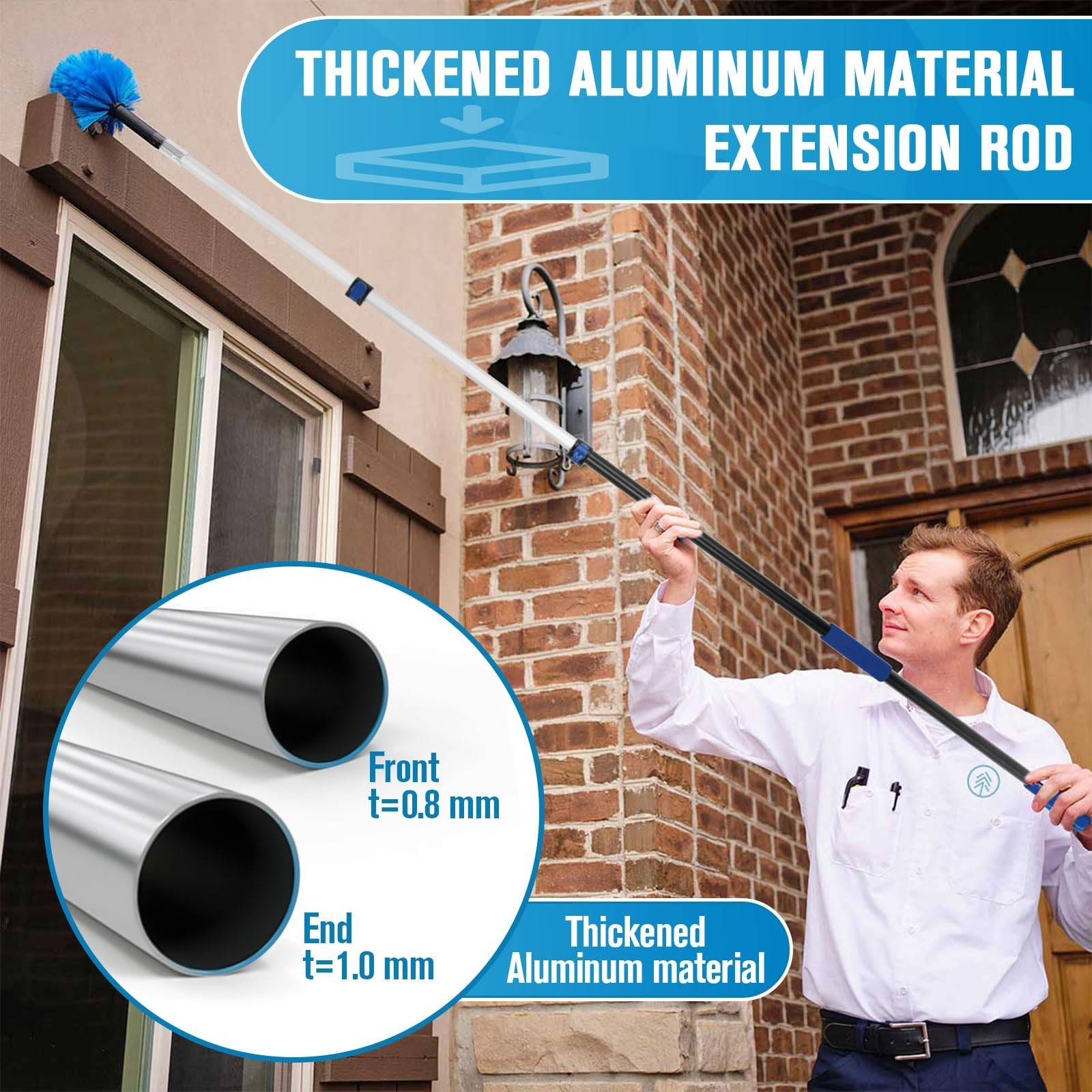 20Ft High Reach Ceiling Fan Duster Kit, Reusable Cobweb Cleaner & Extension Pole