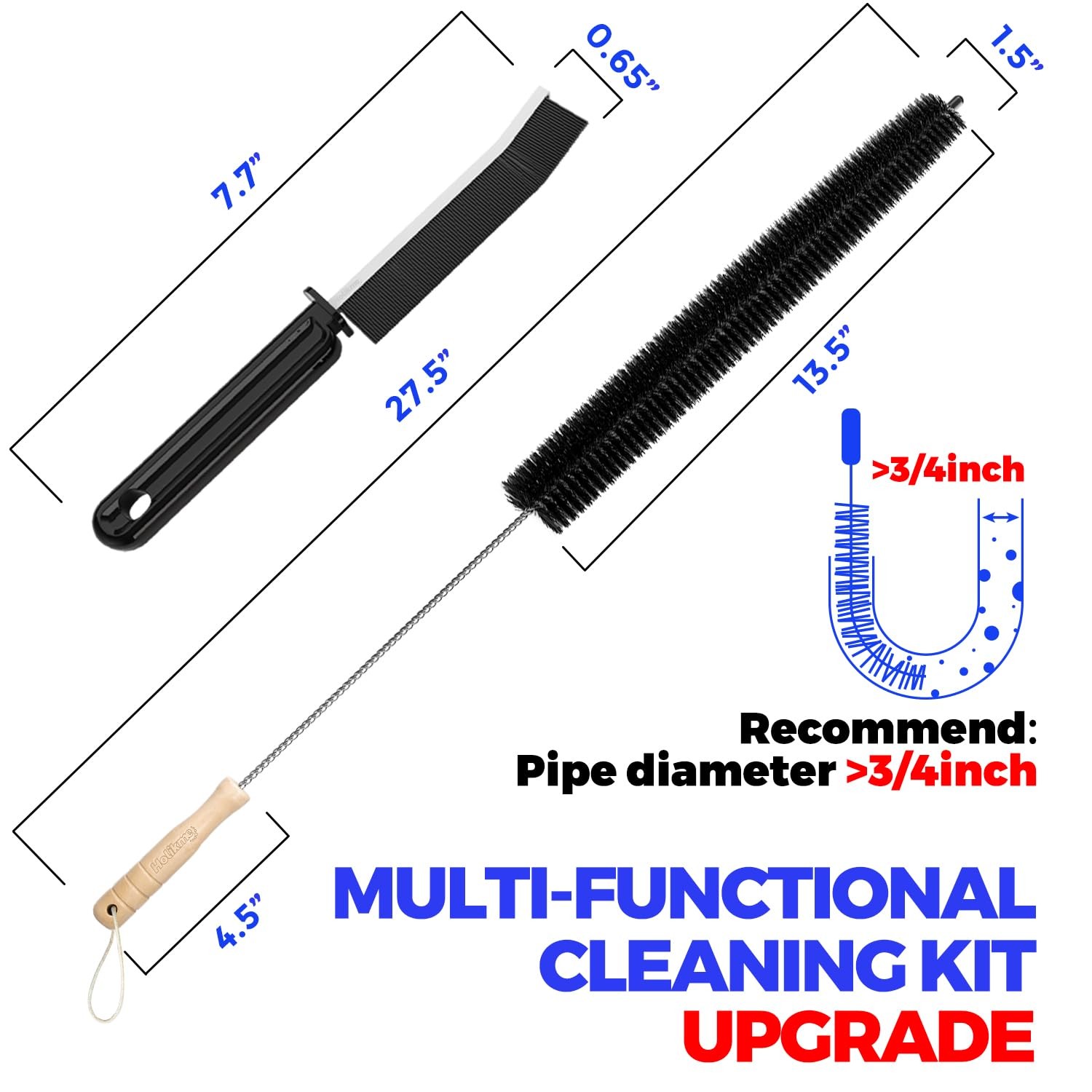 Dryer Vent Cleaner Kit 3 Pcs Stainless Steel Brush & Flexible Tool – Black