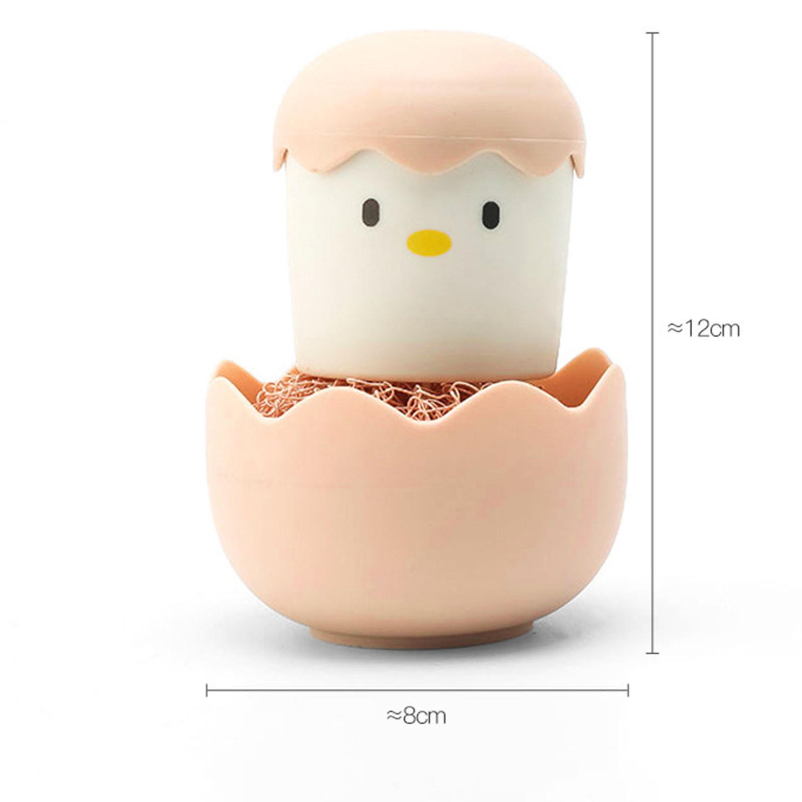 (Pink)Cartoon Eggshell Dish Cleaning Brush Long Lasting Easy To Grip Cute Kit US