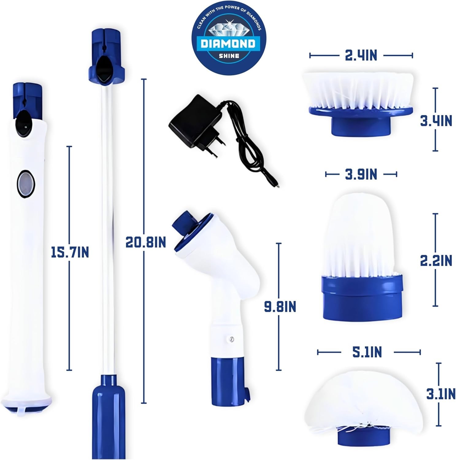 Electric Spin Scrubber Power Brush Bathroom Tile Grout Tub Cleaner 3 Heads