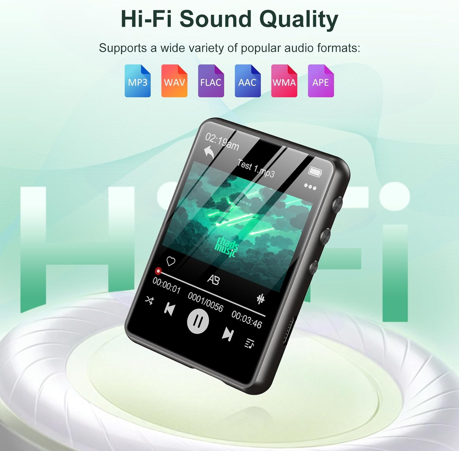 128GB MP3 Player with Bluetooth 5.3, 2.4 Inch Full Touch Screen Portable Music P