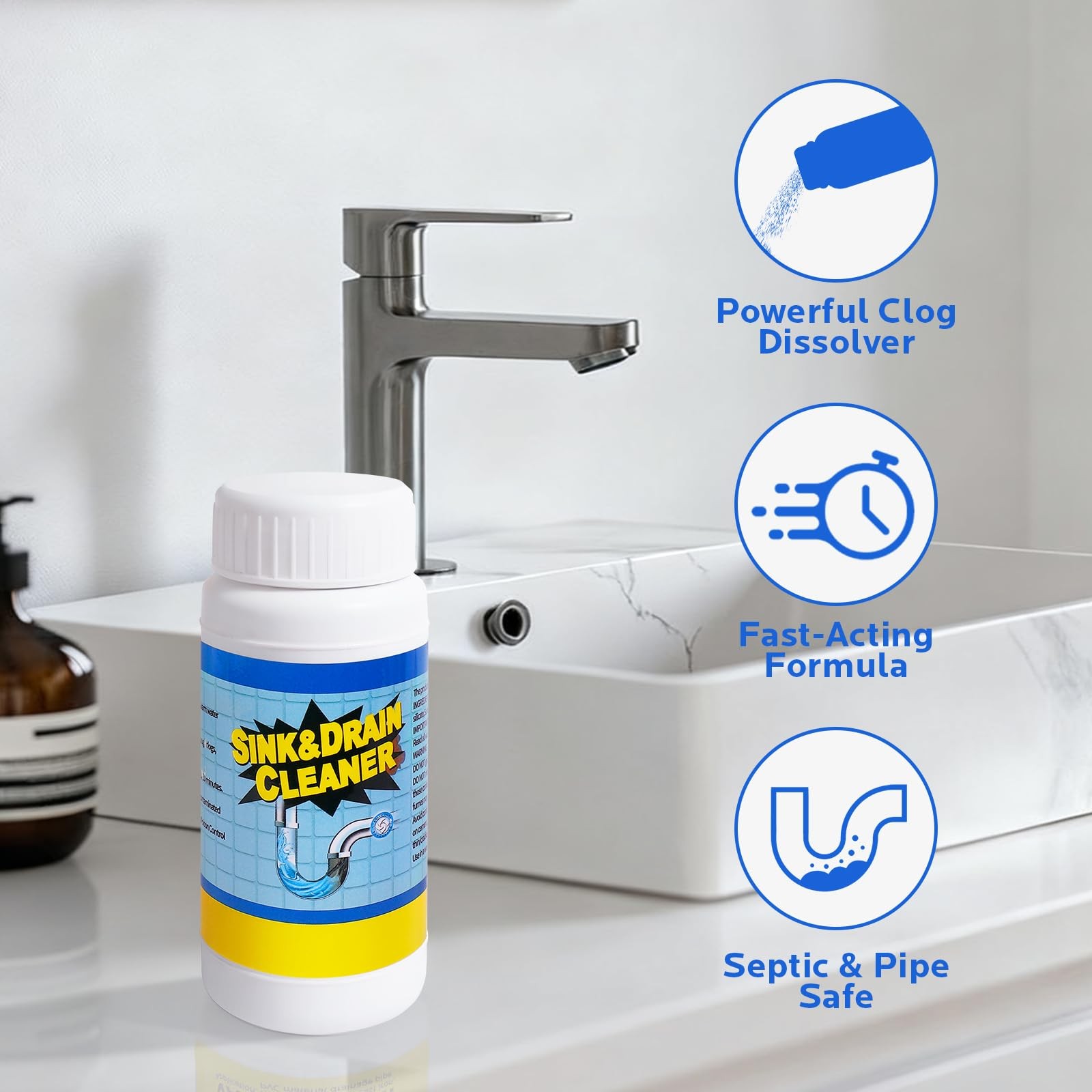 Sink Drain Cleaner Powder: Drain Clog Remover for Kitchen Bathroom Tubs and S…