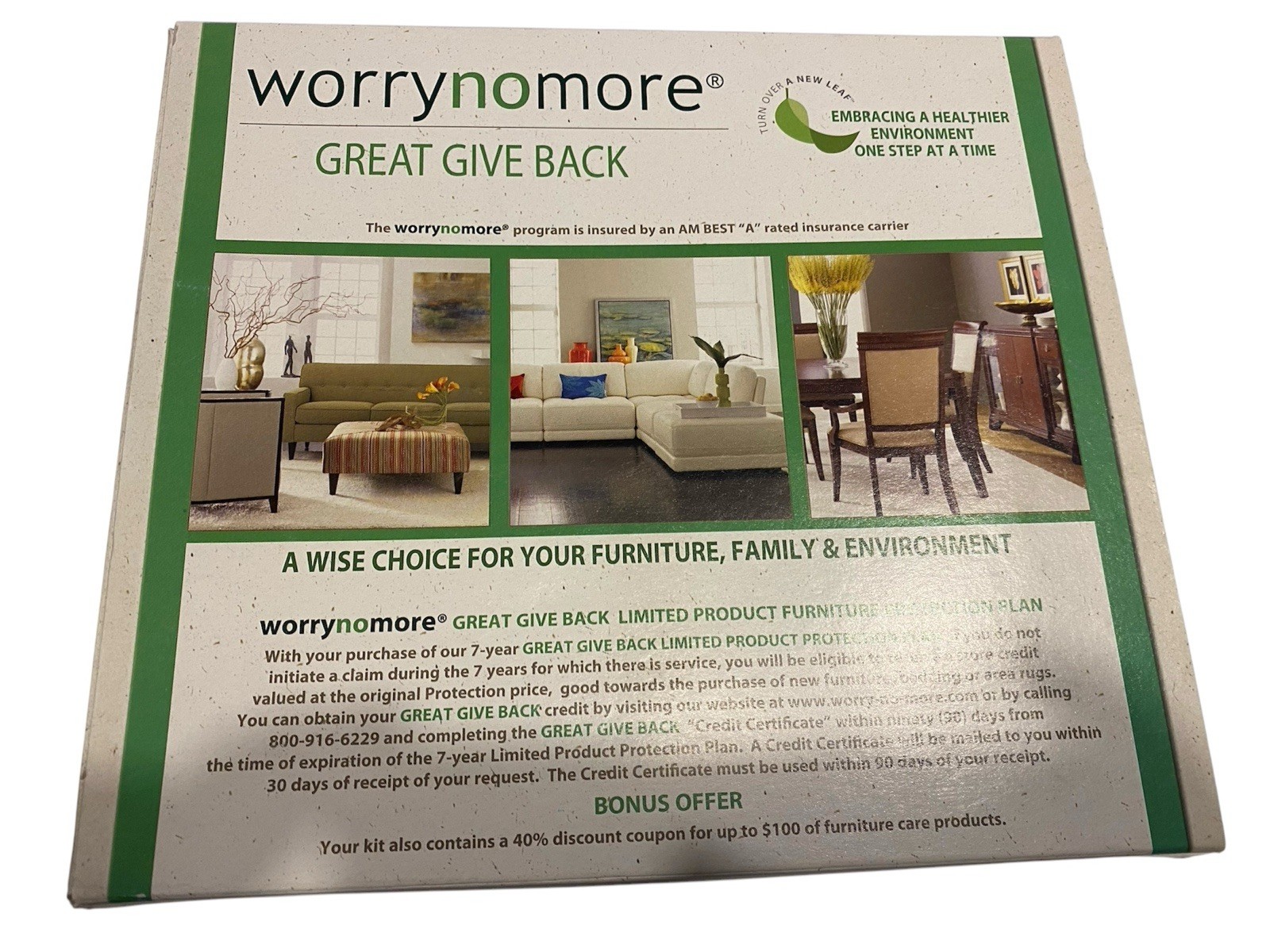 NEW WORRYNOMORE Furniture Cleaning & Protection Kit Microfiber Leather Wood