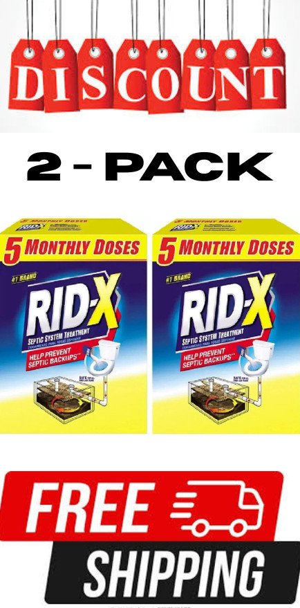 2 PACK – RID-X Septic Treatment, 5 Month Supply Powder 49 Oz (Total 98 Oz)