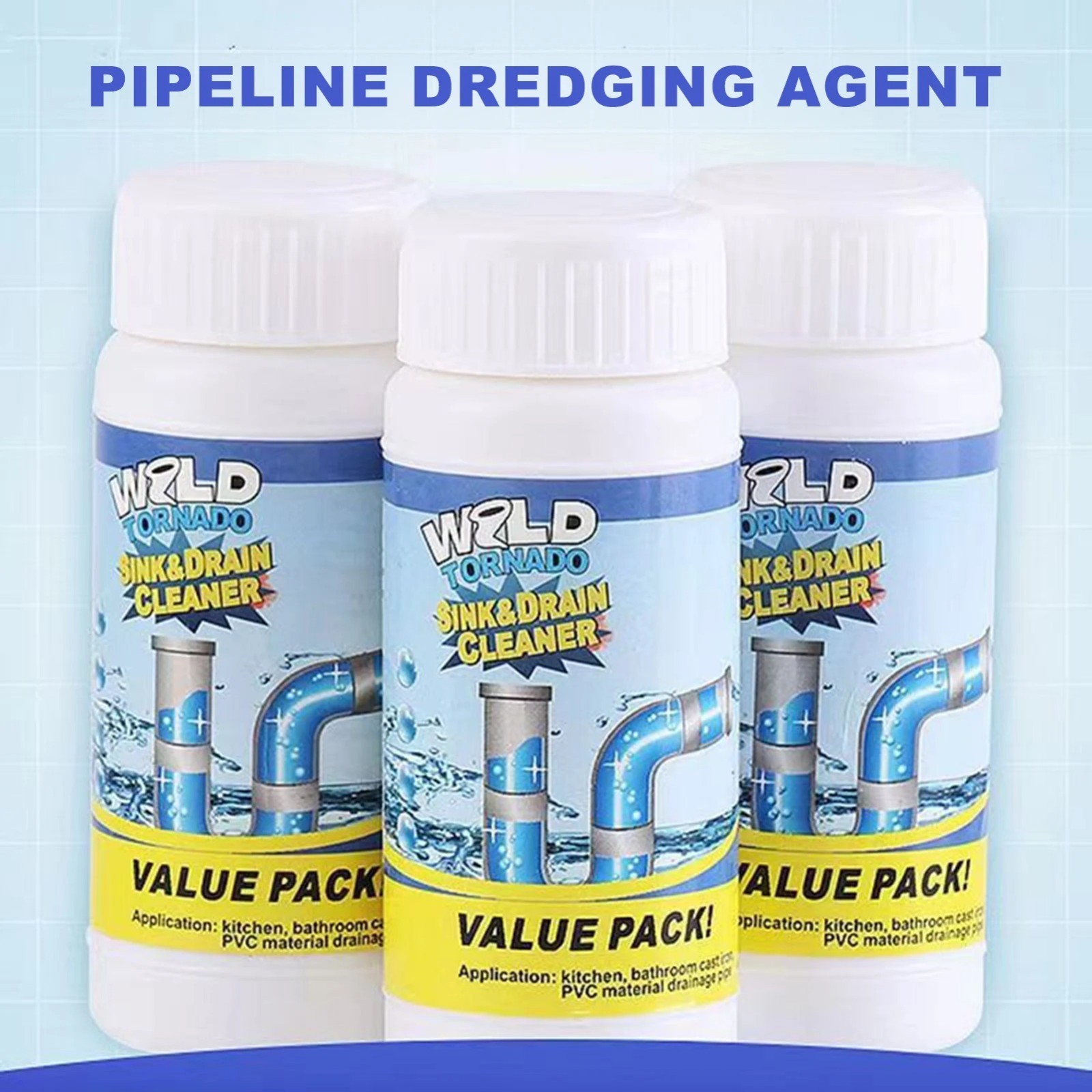 3x Fast Drain RemoverHot Sink Pipe Dredge Bomb Toilet- Quick Foaming Cleaner