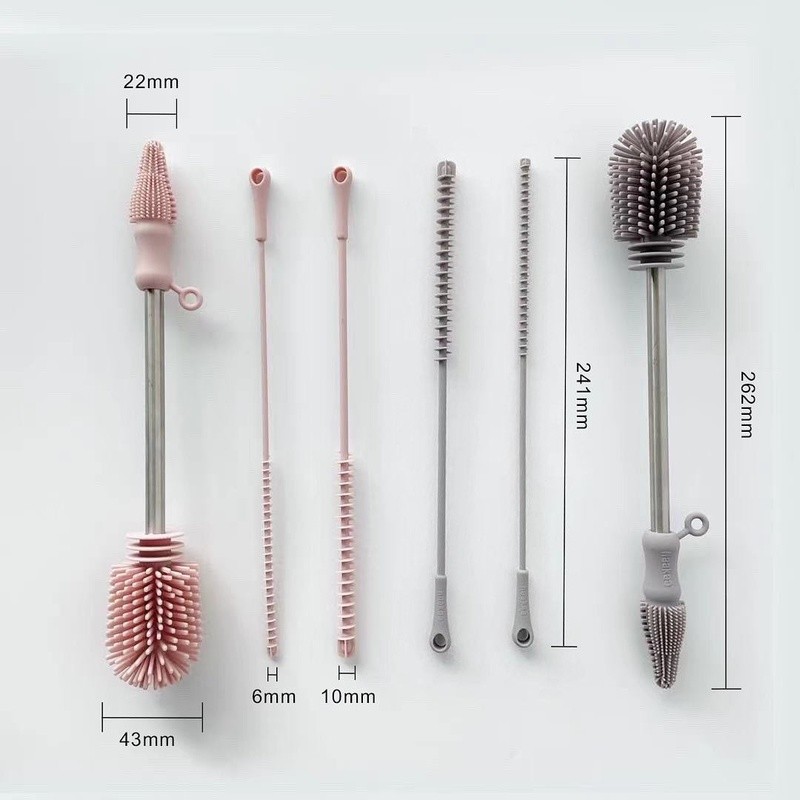 Versatile Silicone Cleaning Brush Set Baby Bottles Straws & Kitchen Use