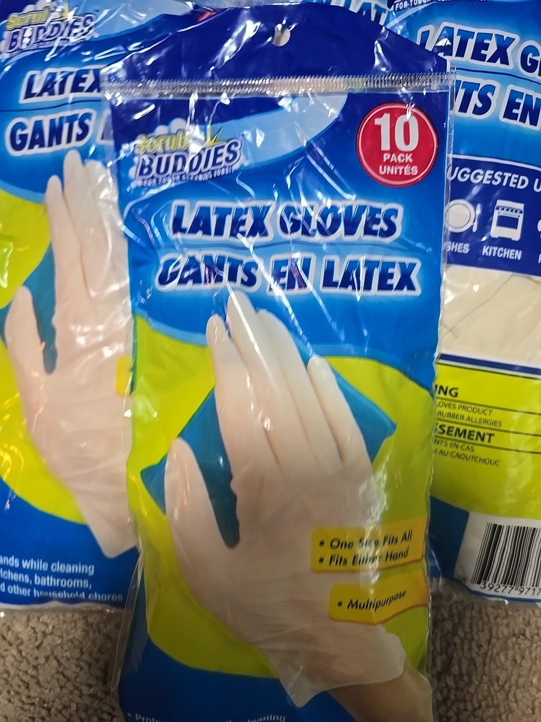 Lot Of 5 -10 Pack (50) Scrub Buddies Latex Gloves 1 Size Fits Most Multipurpose