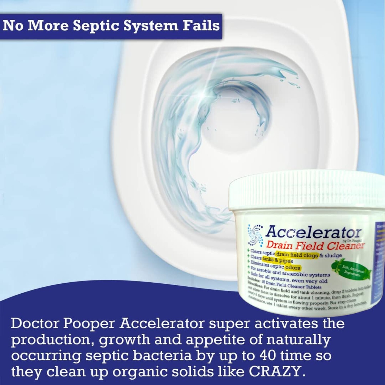 Accelerator by Dr. Pooper Drain Field Cleaner – Clears Septic Tank PLUS the L…