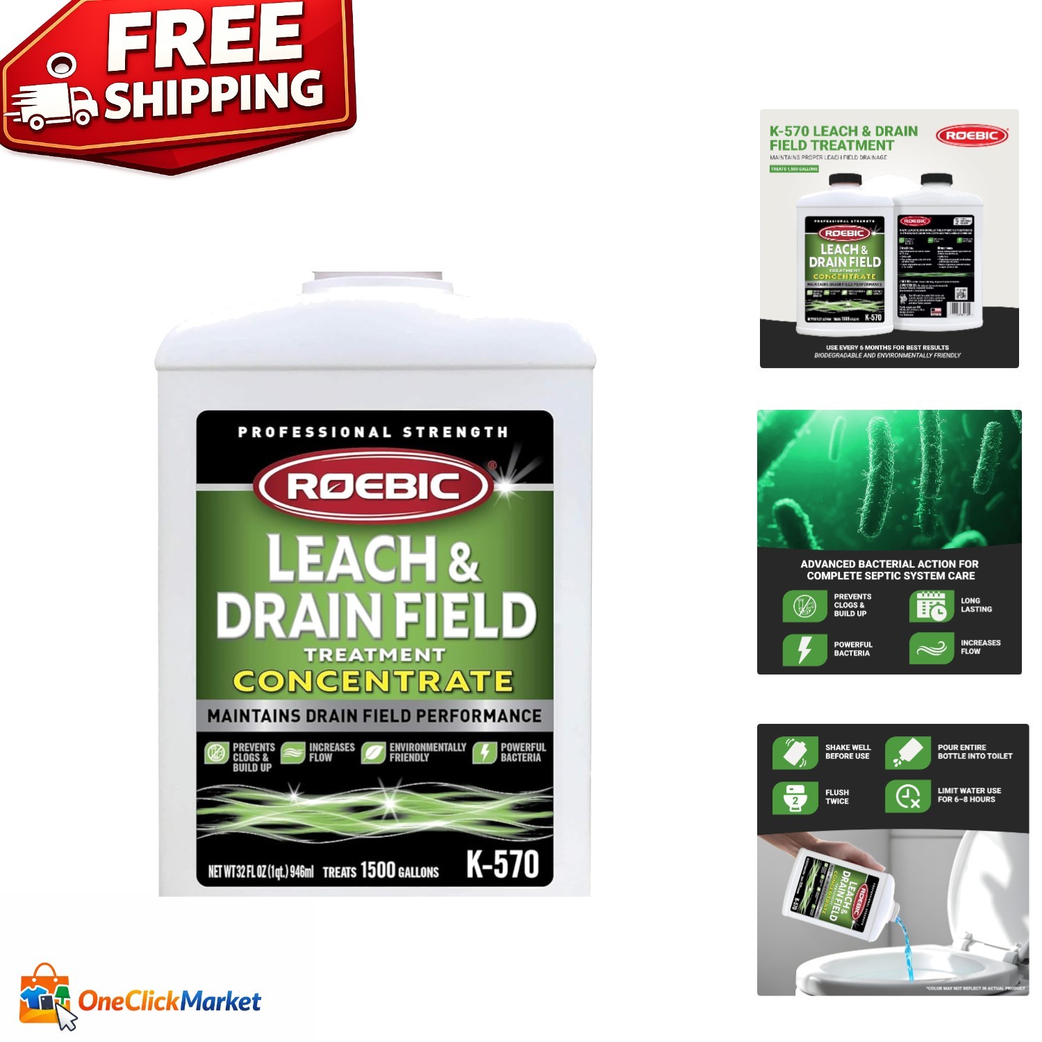Powerful 32-Ounce Septic Tank Cleaner – Restores Drainage and Prevents Backups