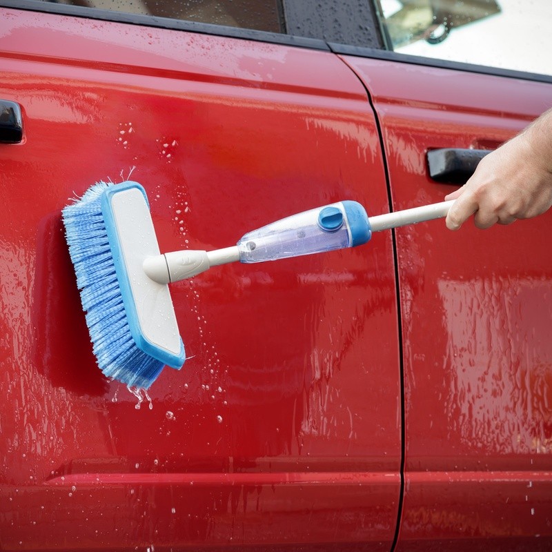 Car Wash Brush W/ Soap Dispenser Extendable Handle Soft Bristles 10in Model 6038