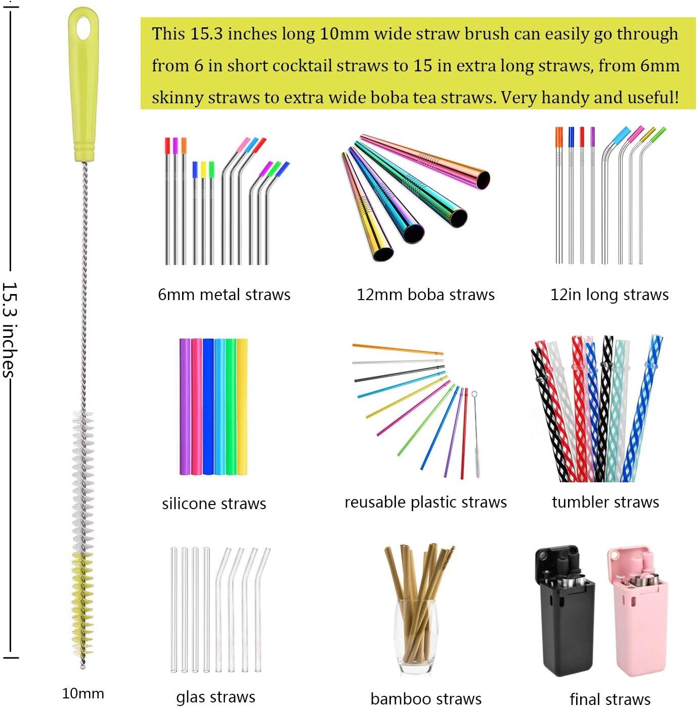 8-Pack Bottle Cleaning Brush Set – Long Bottle Cleaner for Washing Beer/Wine Nar