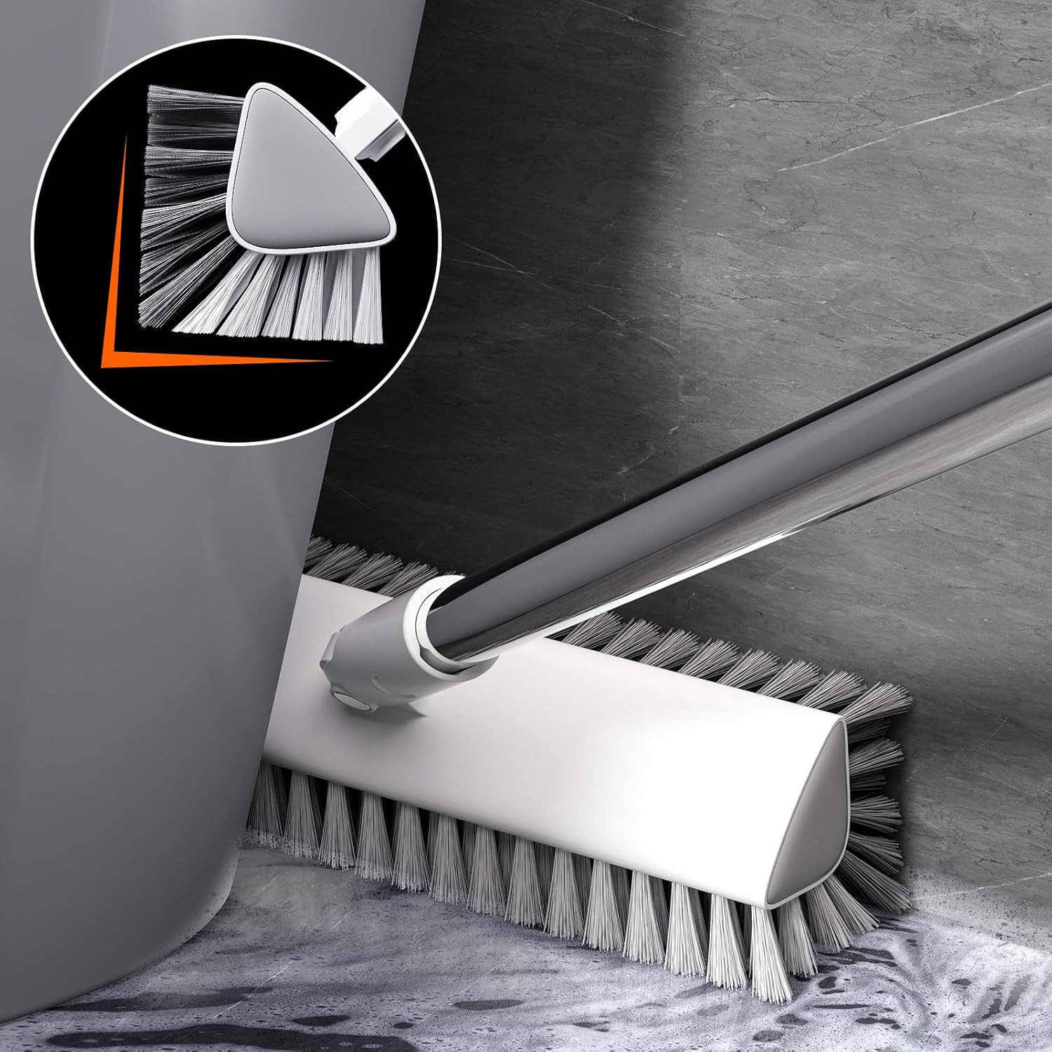 Floor Scrub Brush with Long Handle, Heavy-Duty Tile and Shower Grout Brush