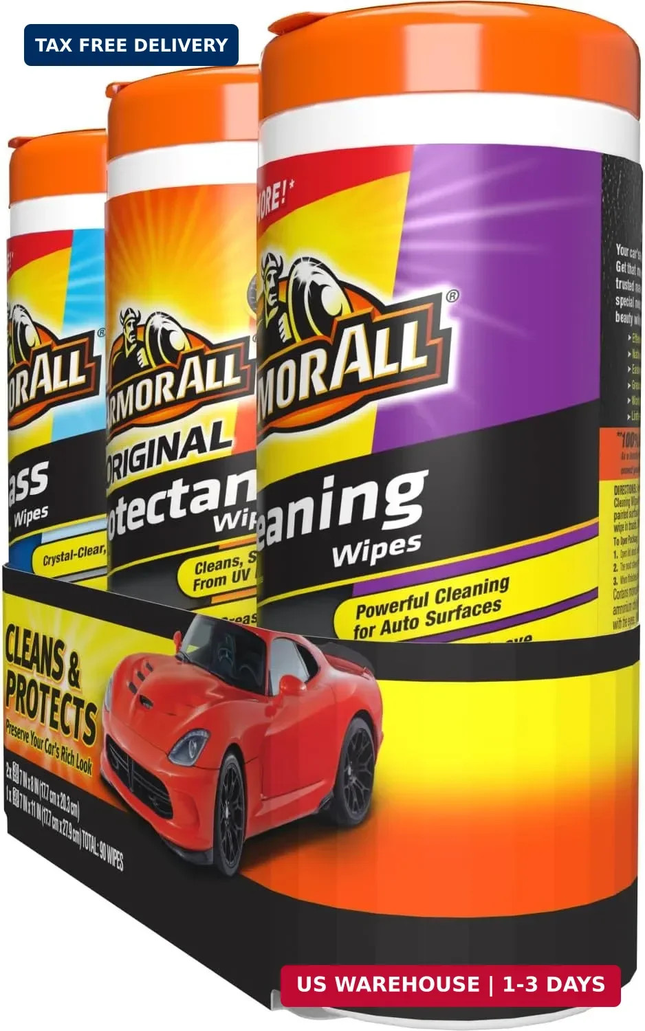 Armor All Car Interior Value Pack, 90 Count, Includes Auto Glass Cleaner, Cleani
