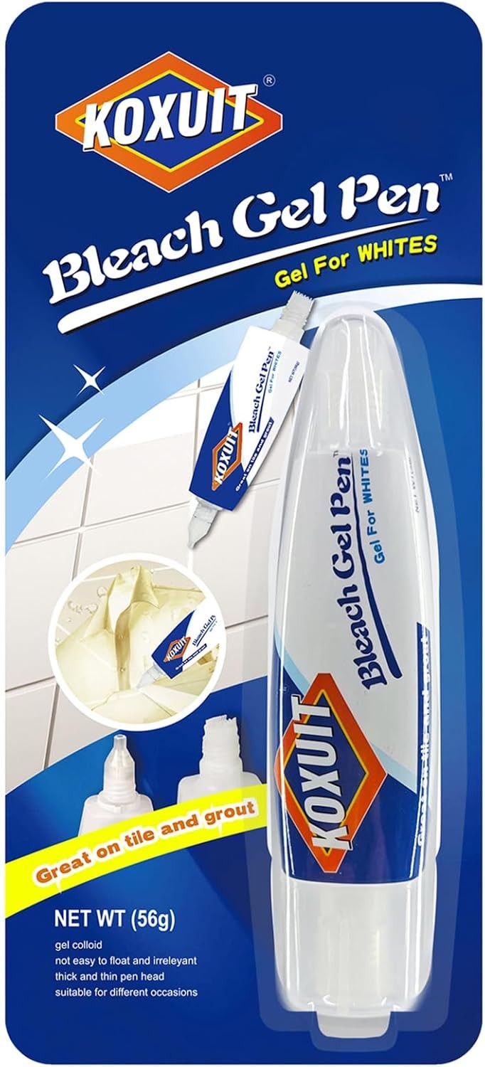 Portable Dual-Tip Bleach Pen White Clothes & Grout Travel-Ready 2-in-1 Gel