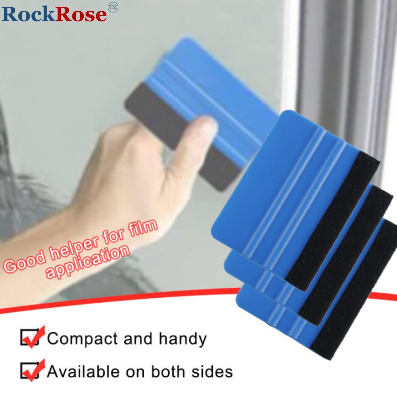 RockRose Black Bondo Squeegee w Felt – 4 Inch: Precision Window Tinting Tool