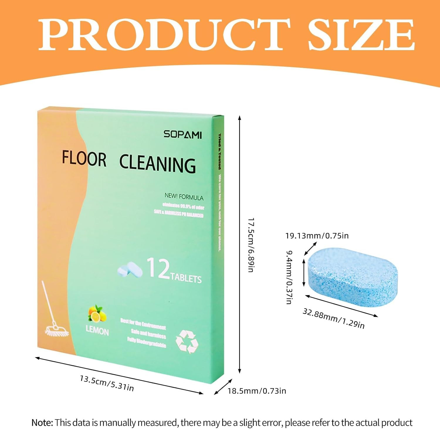 Floor Cleaning Solution Tablets, 12 Count, Lemon Scent, for Mopping Robot Vacuum