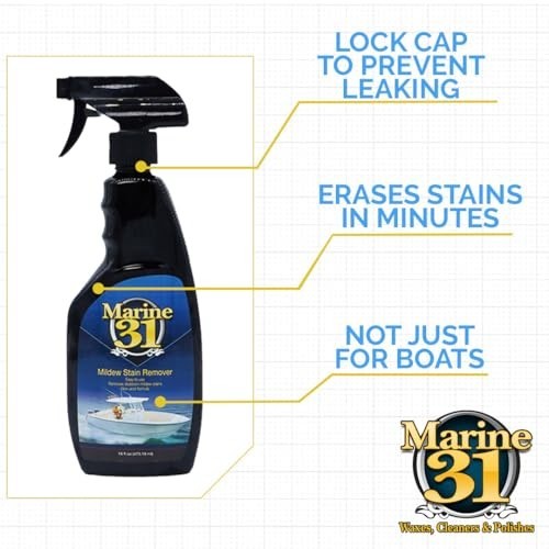 Marine 31 Mildew Stain Remover Cleaner for Boats Home Patio Bathroom 16oz