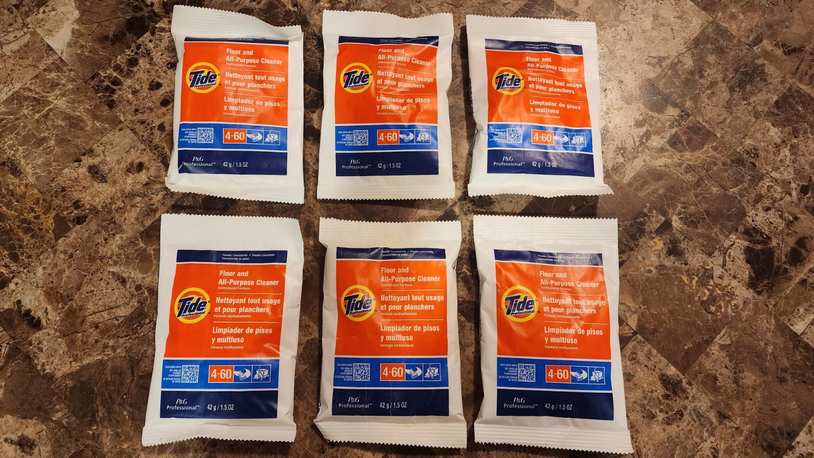 6 Tide Professional Industrial floor All Purpose Cleaner 1.5 oz each.