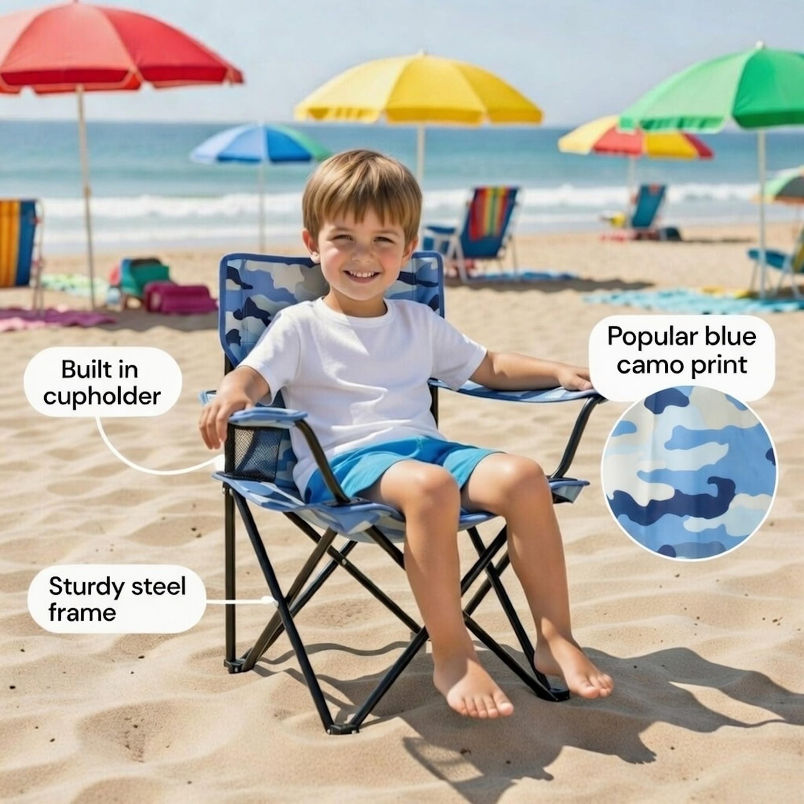 Kids Folding Beach Camp Chair with Safety Lock – Camping Travel Chair for Boy…