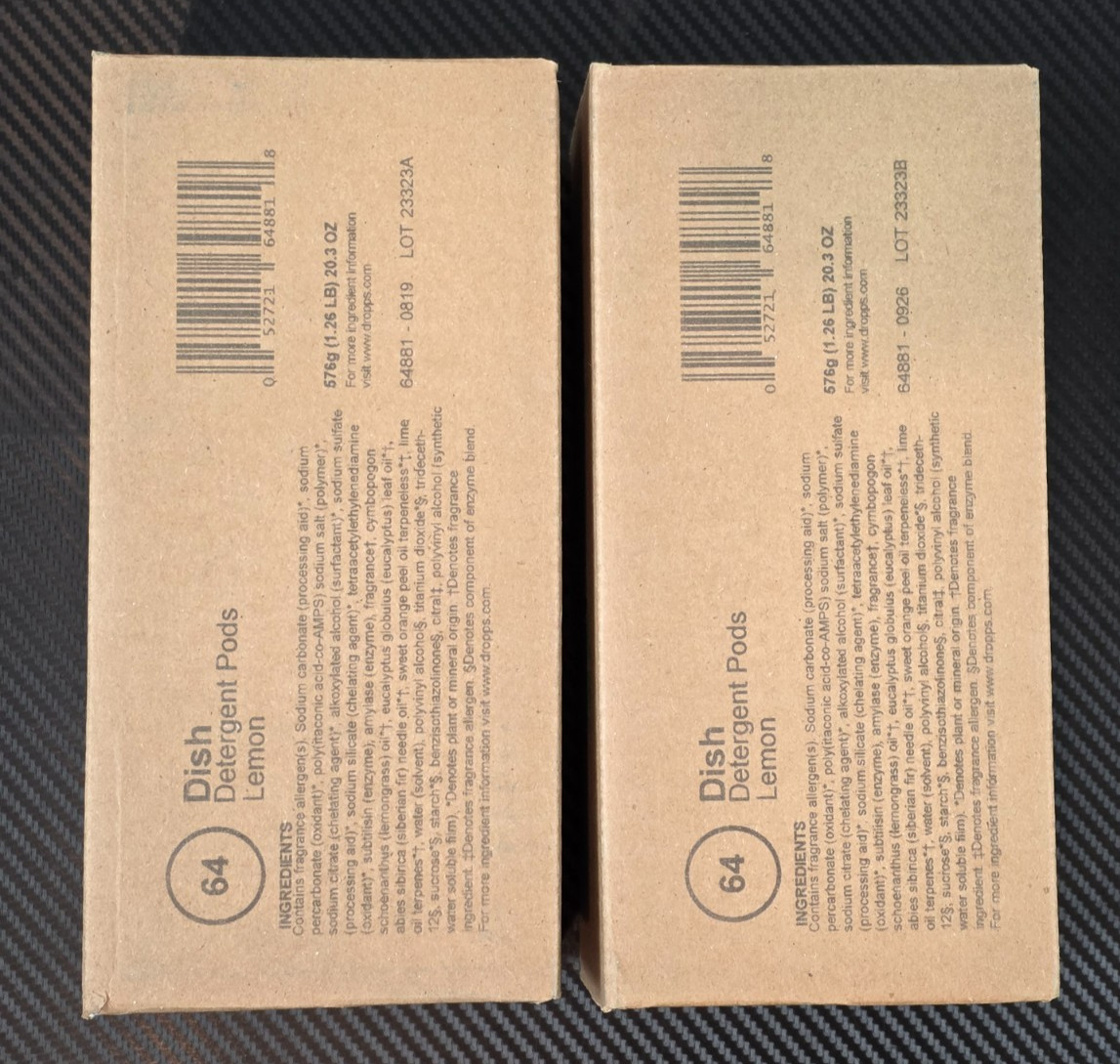 128 Count Dropps Lemon Dishwasher Detergent Capsule/Pods – 2 Boxes of 64 Each