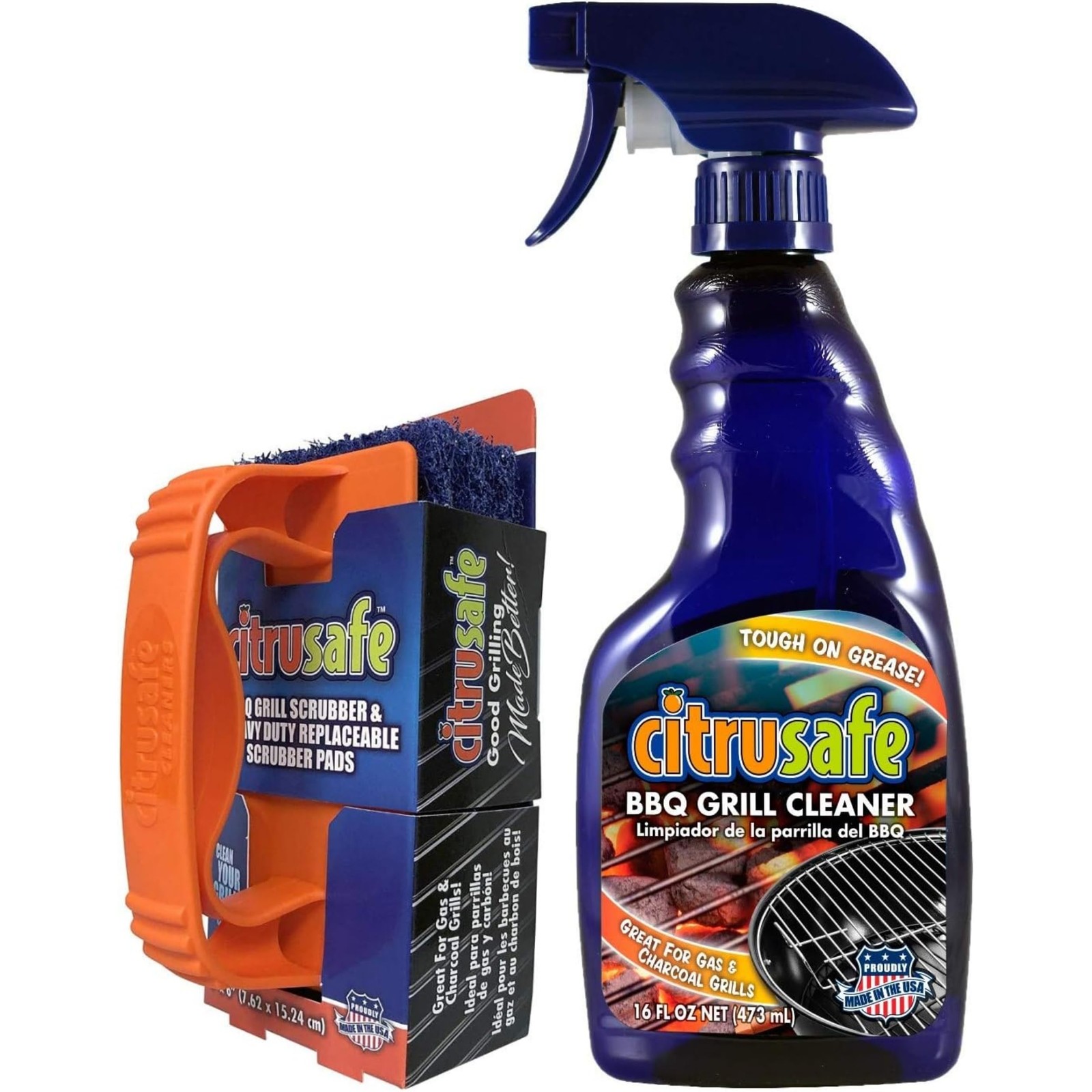 Grill Cleaning Kit – BBQ Grill Cleaner (16oz) and BBQ Grill Scrubber with 3 H…