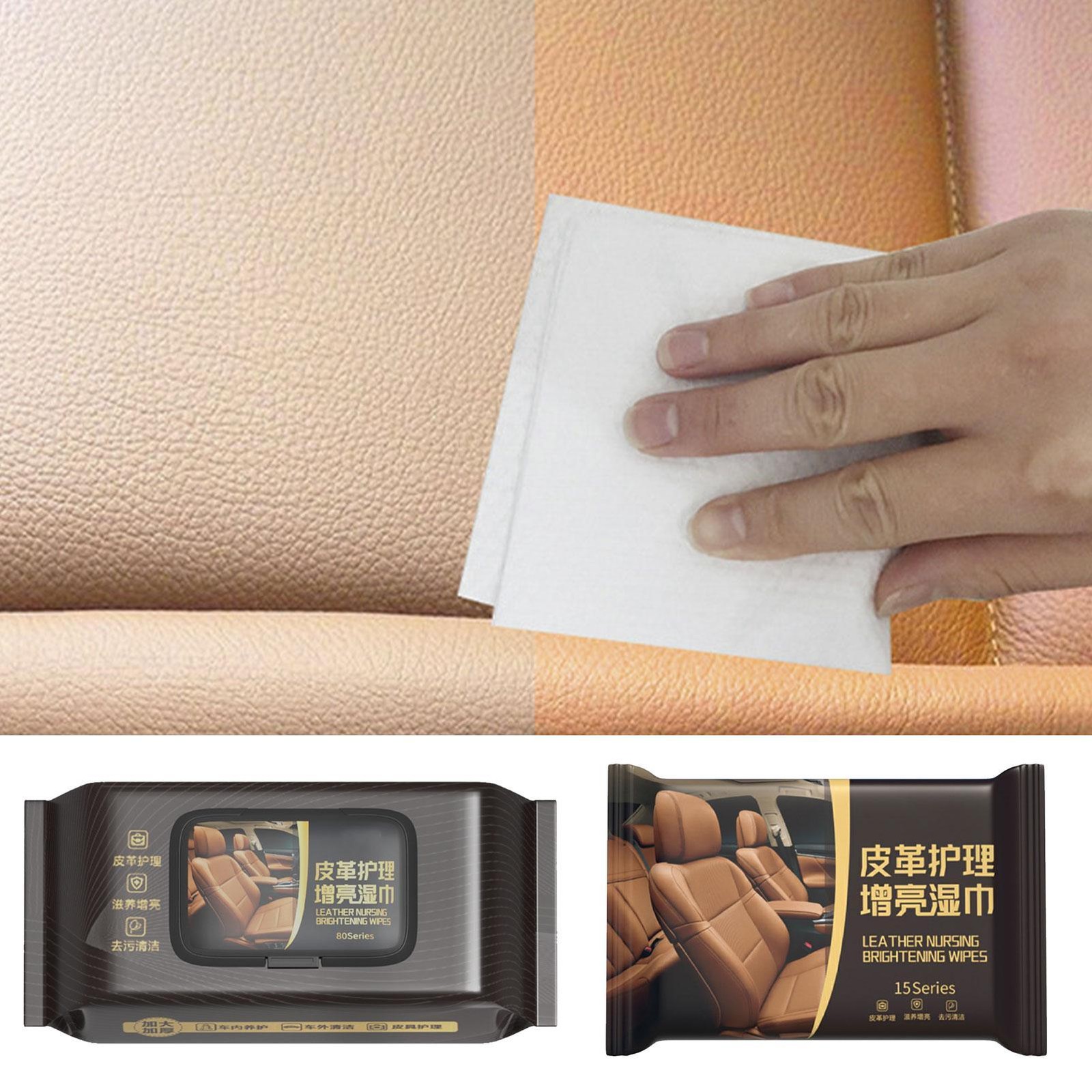Car Leather Restoration Brightening Wipes 80PCS Leather Conditioning Wipes