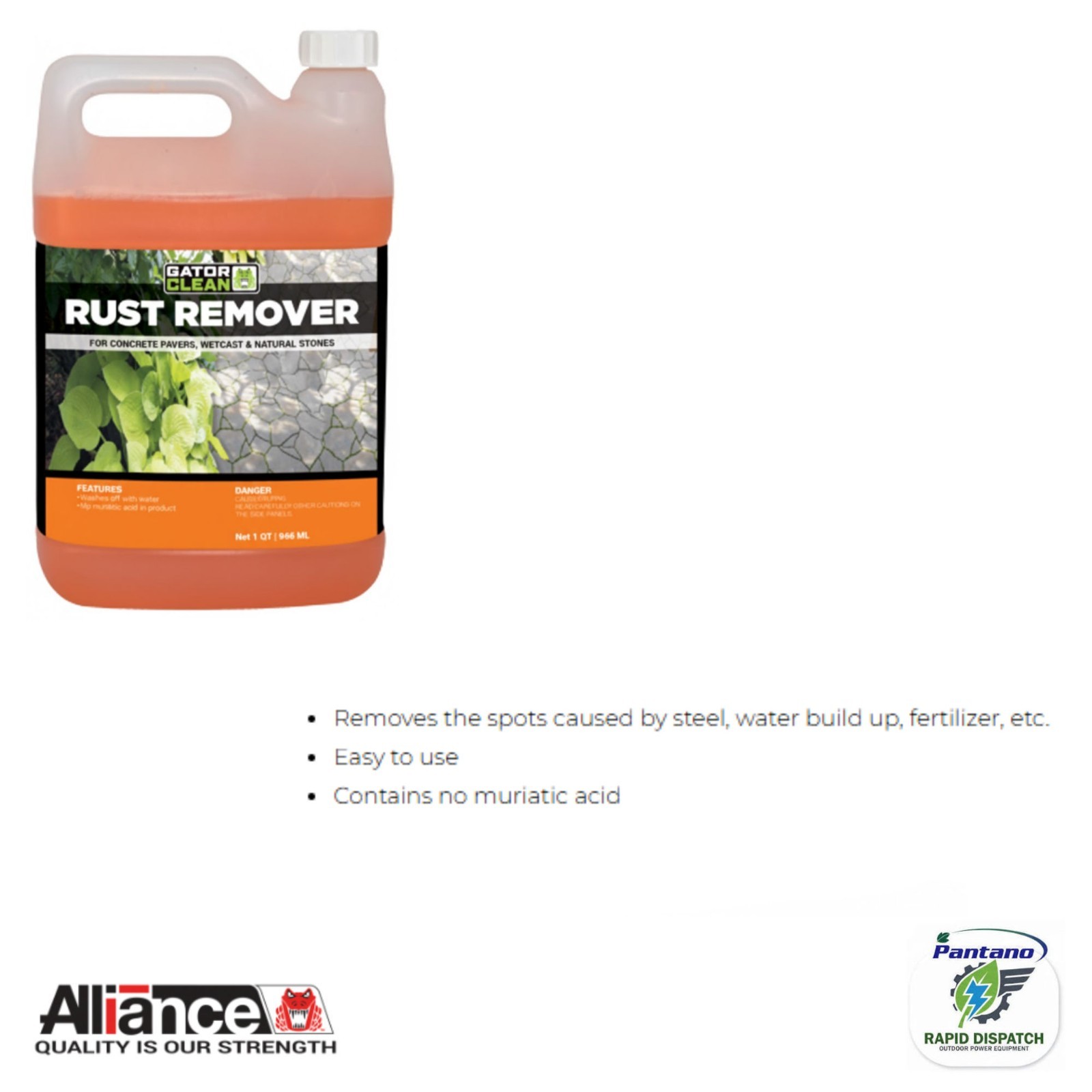 Gator Rust Remover Concrete Pavers & Natural Stone 1QT Alliance Gator Cleaner