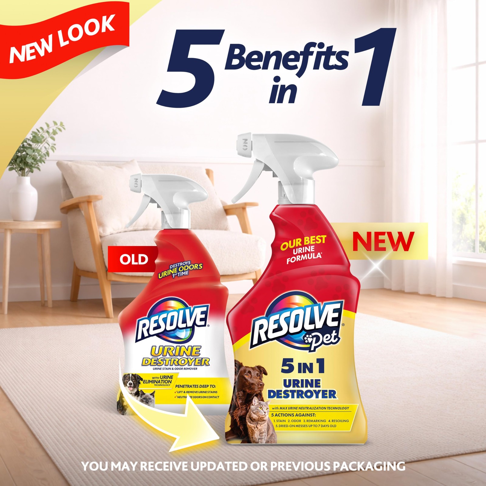 5-in-1 Urine Destroyer Carpet Cleaner Spray – Urine Eliminator for Pet Stains…